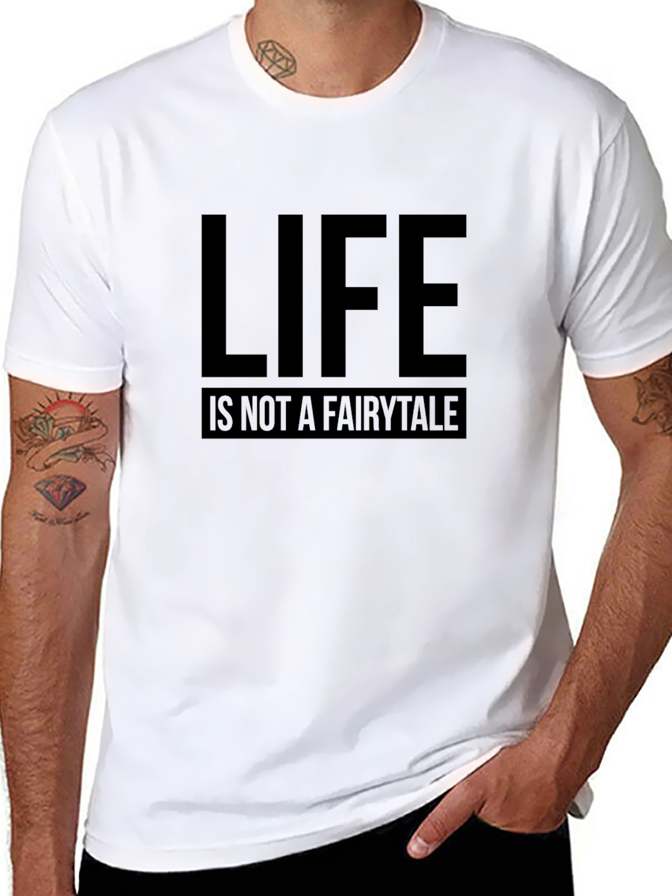 Black Life Is Not A Fairytale Graphic Tee - Mens Black T-Shirt view 8