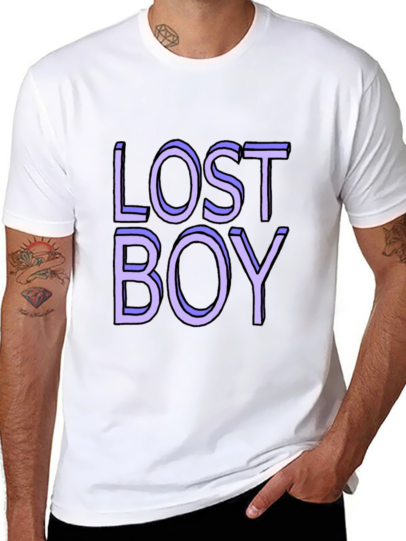 Black Lost Boy Graphic Tee - Classic Black Cotton Blend view 8