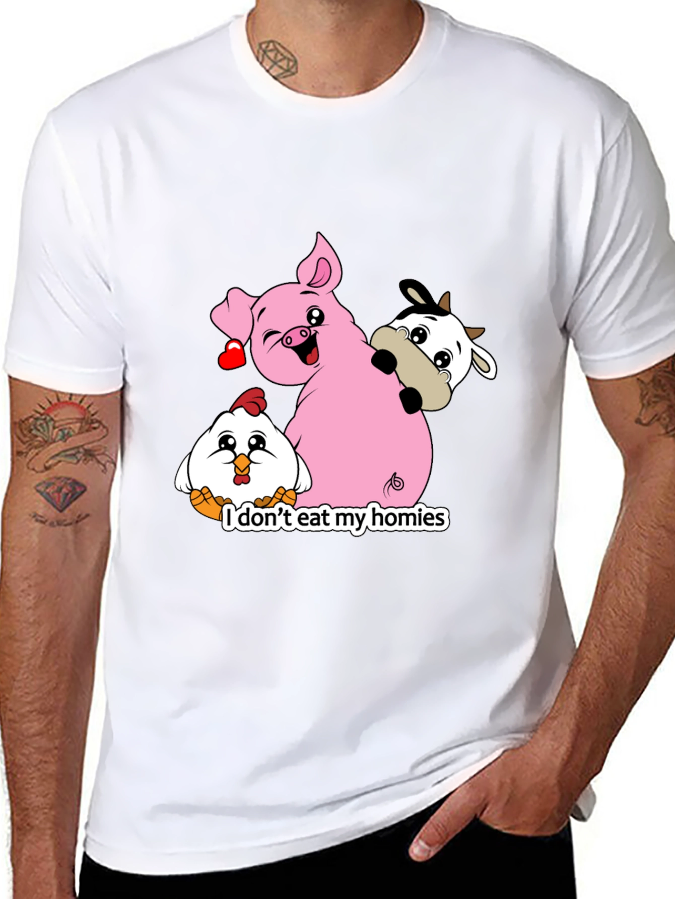 Black Vegan Animal Homies T-Shirt view 8