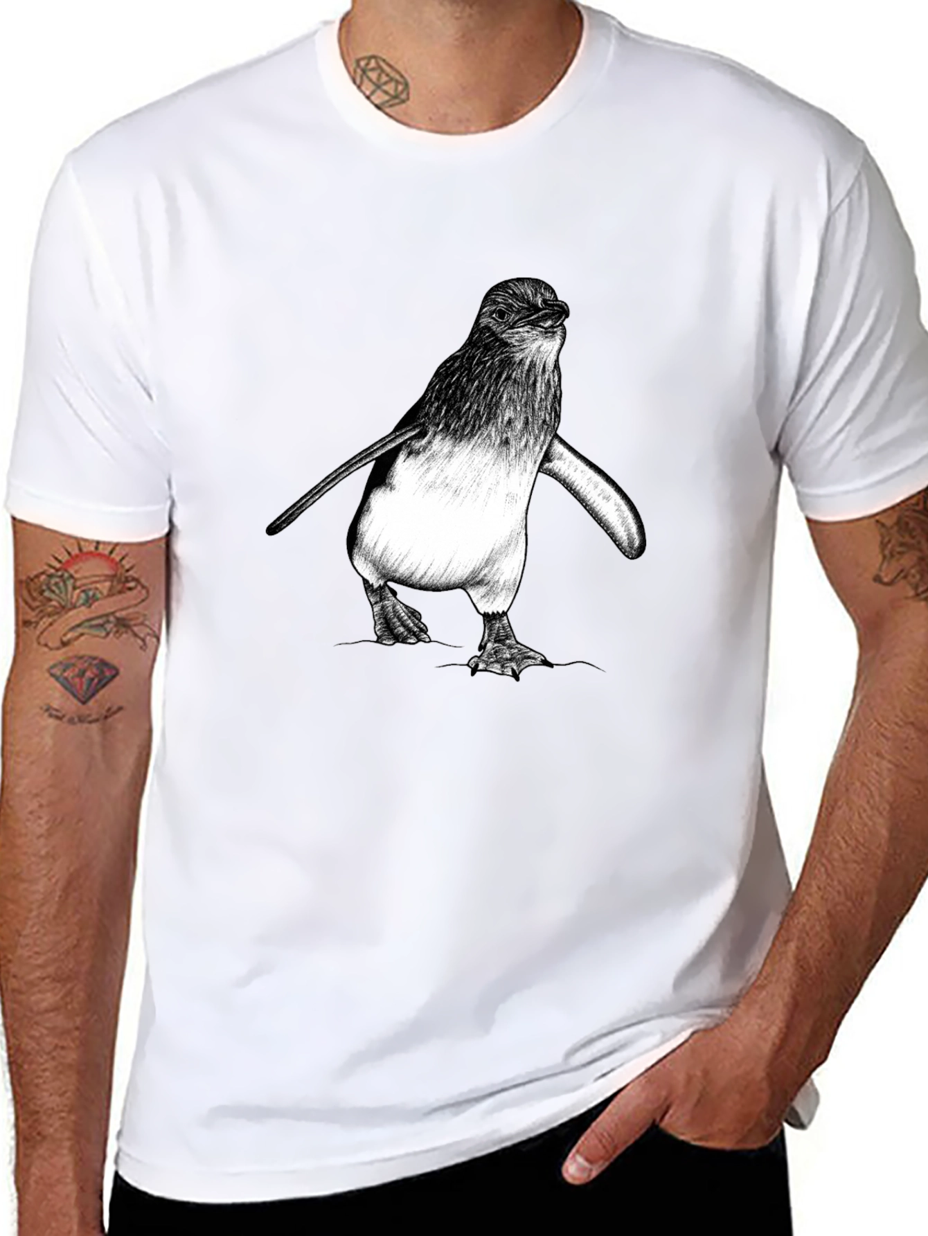 Black Penguin Graphic Tee - Black Cotton Comfort view 8