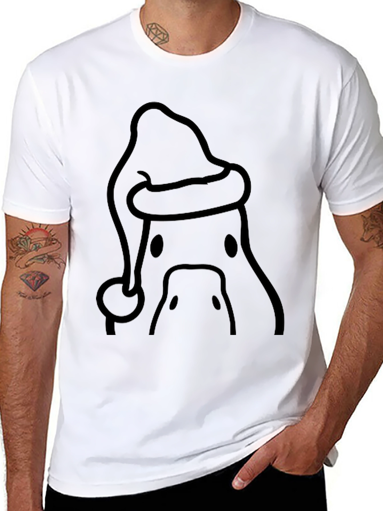Black Festive Duck Santa Hat T-Shirt view 8
