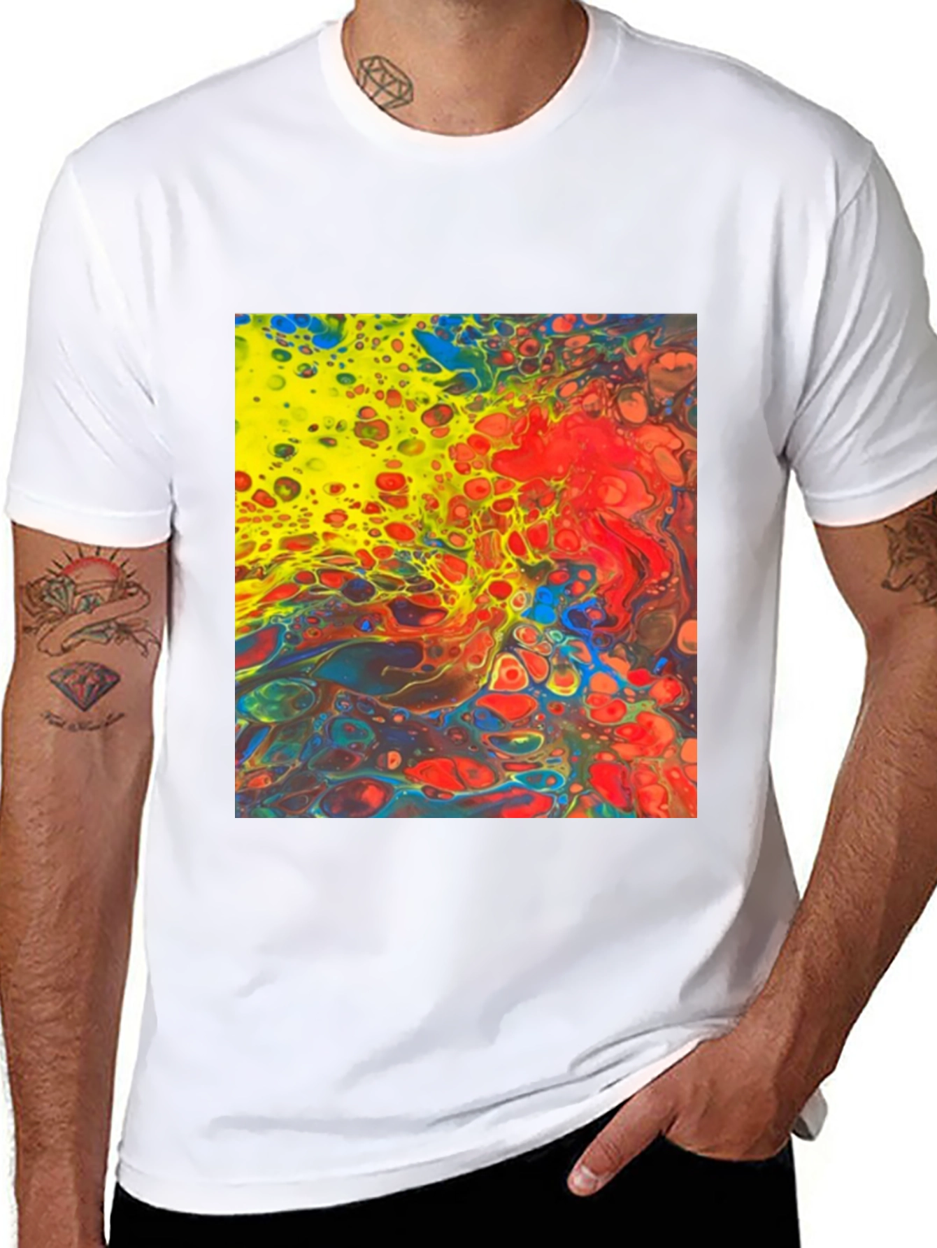Black Abstract Art Graphic Tee - Bold & Vibrant Style view 8