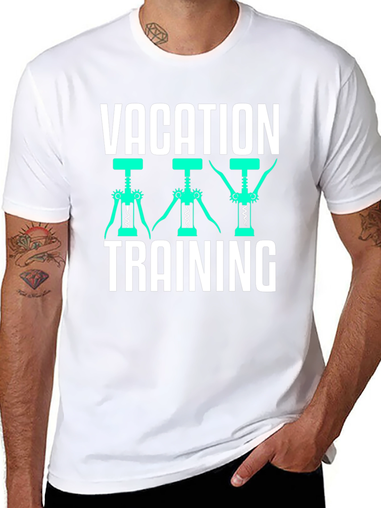 Black Vacation Training Wine Opener T-Shirt view 8