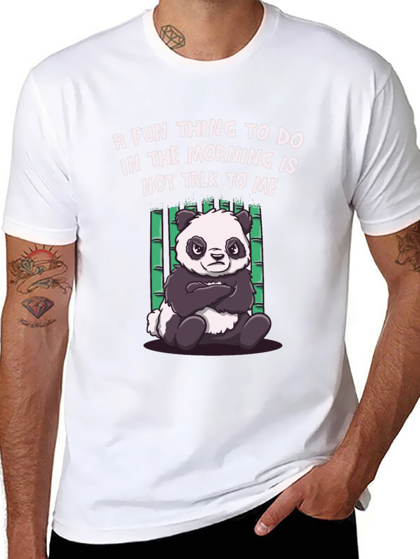 Black Funny Panda Morning Humor T-Shirt view 8