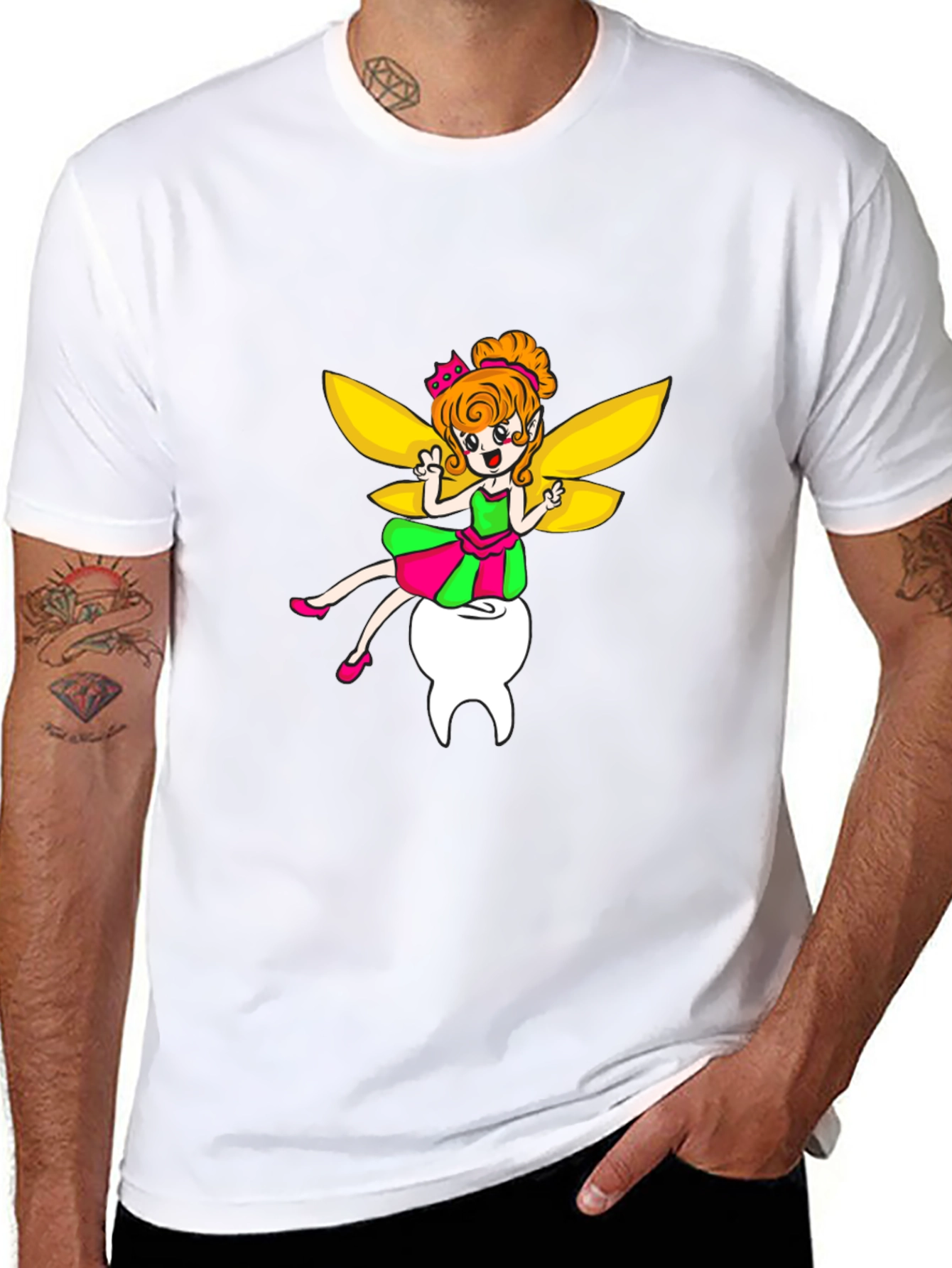 Black Tooth Fairy Graphic Tee - Unisex Black T-Shirt view 8