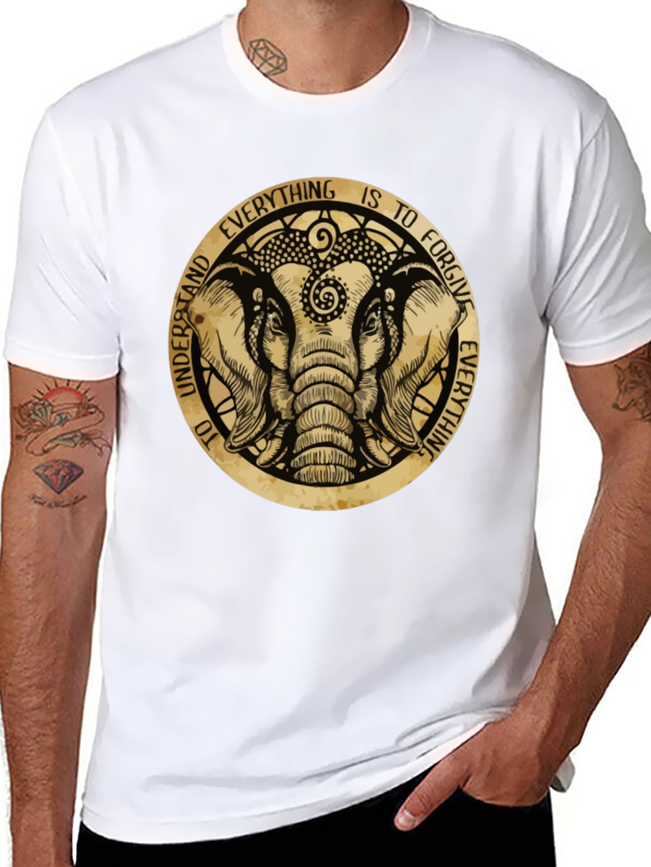 Black Elephant Forgiveness Graphic T-Shirt view 8