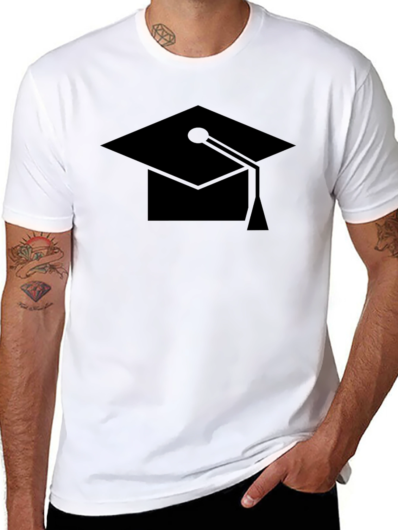 Black Graduation Cap Black T-Shirt view 8
