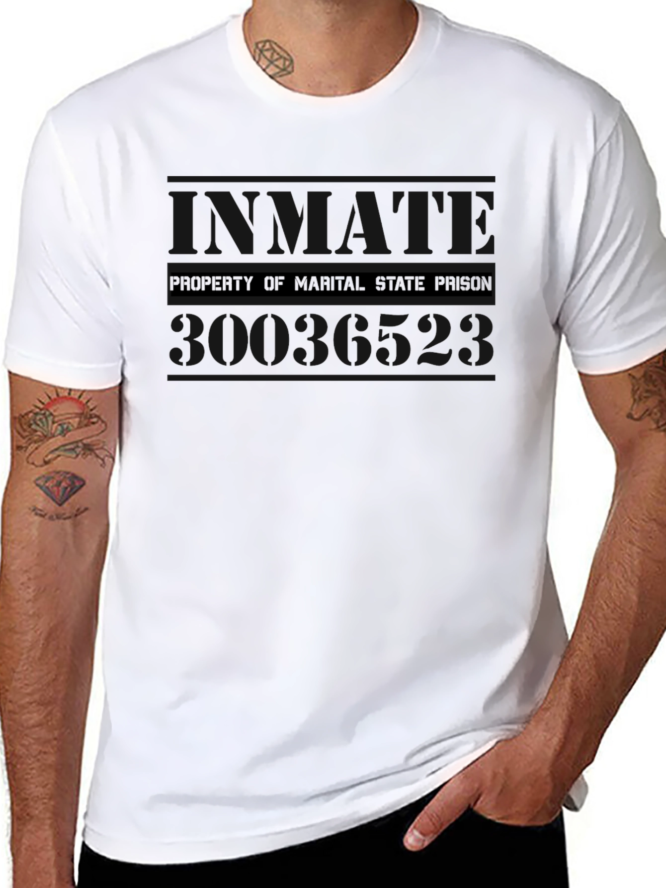 Black Marital State Prison 2023 Novelty Graphic T-Shirt view 8