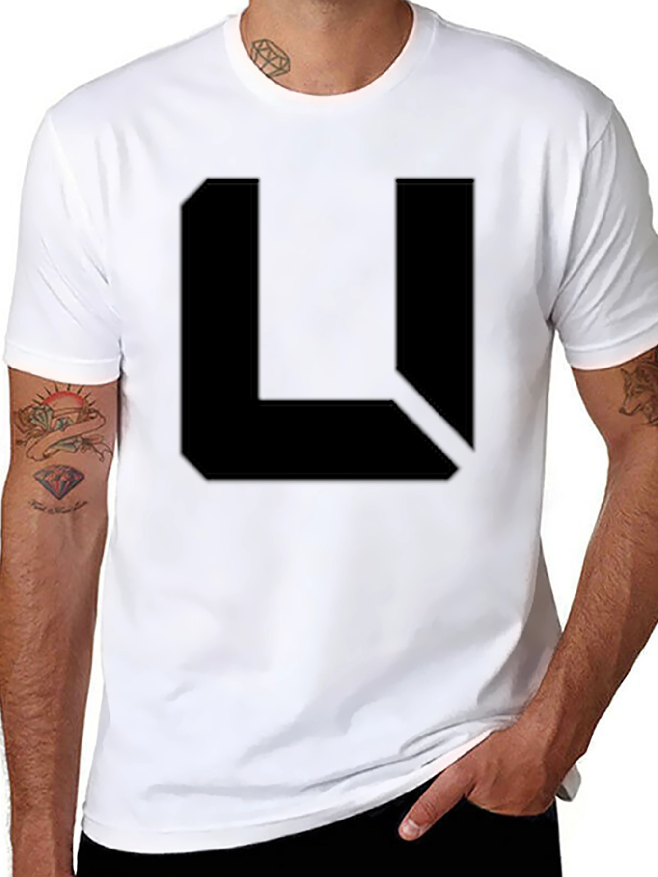 Black Abstract L Graphic Black T-Shirt view 8