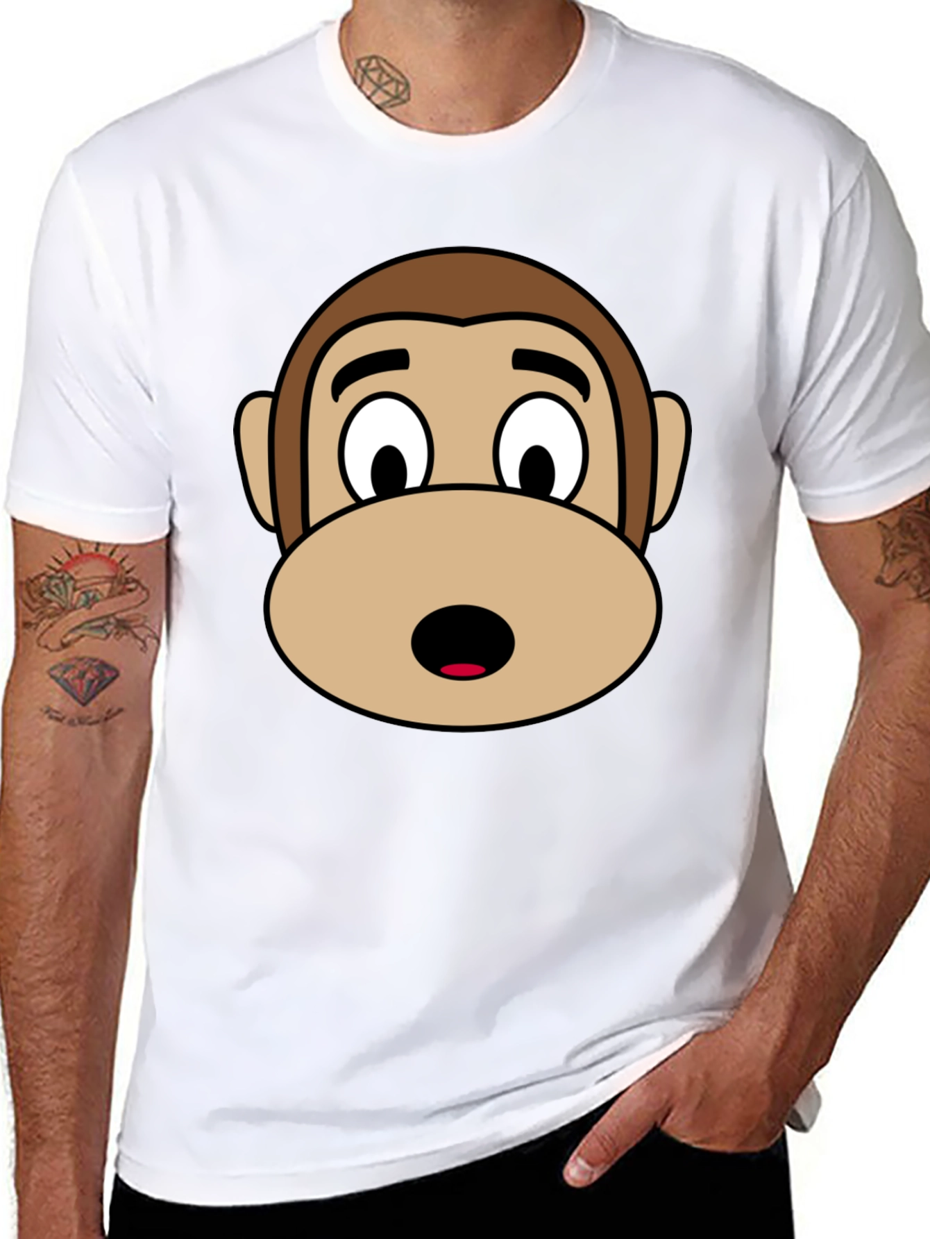 Black Monkey Face Graphic Tee - Black Unisex T-Shirt view 8