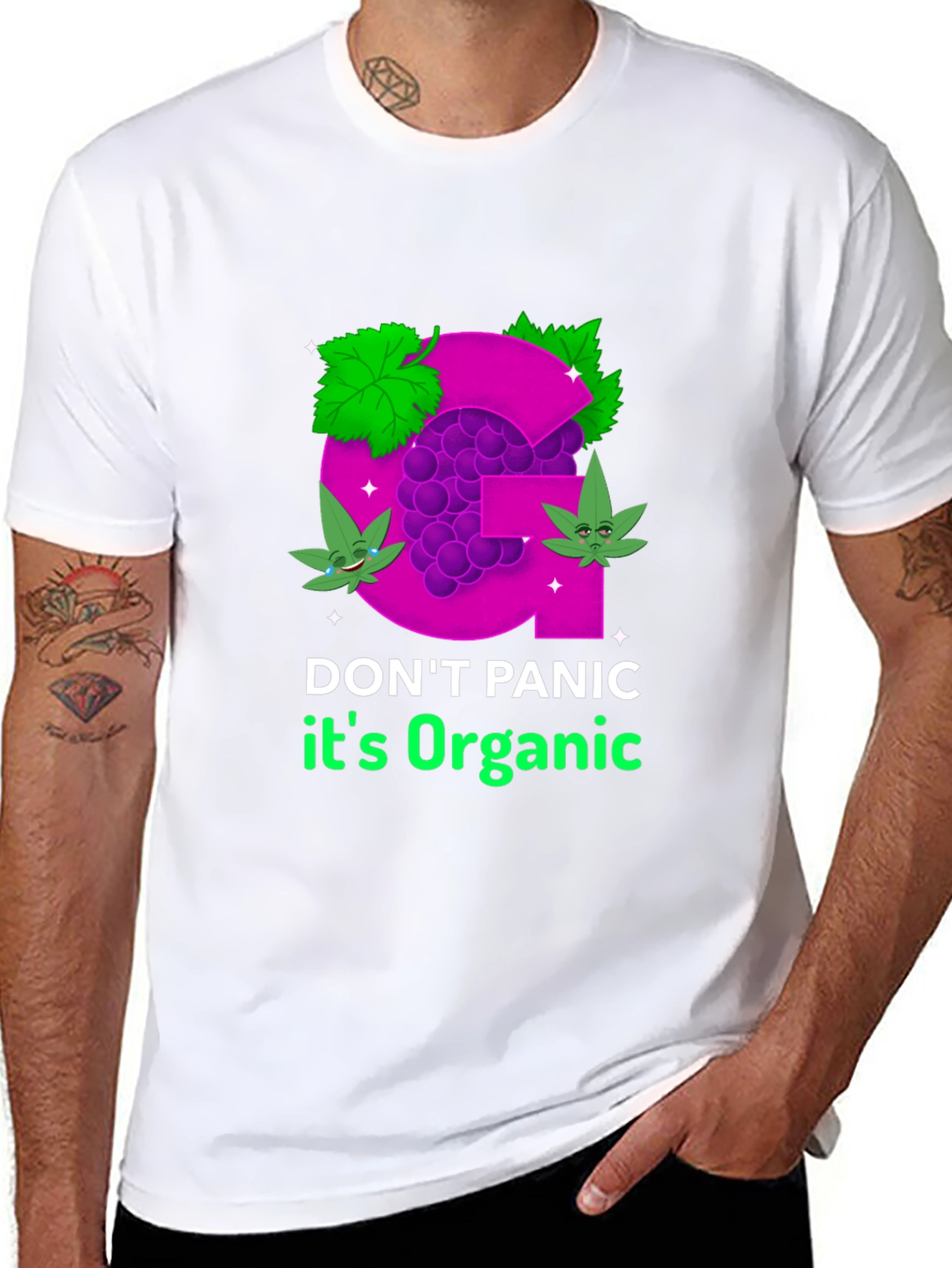 Black Organic Grape T-Shirt - Don't Panic view 8
