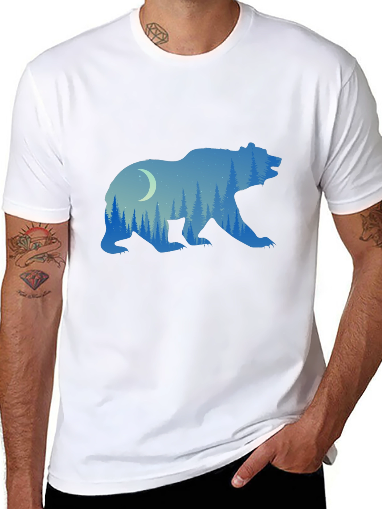 Black Nature Bear Graphic Tee - Black view 8