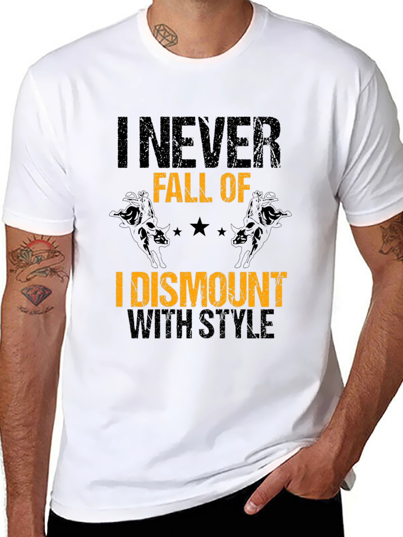 Black I Dismount with Style T-Shirt - Rodeo Bull Riding Tee view 8