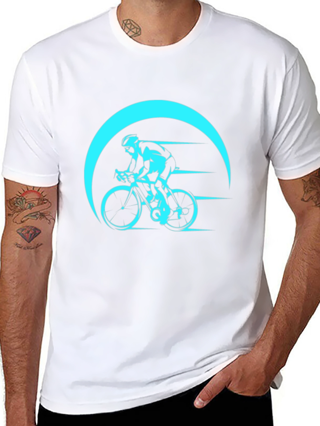 Black Cycling Graphic T-Shirt - Black Bike Design view 8