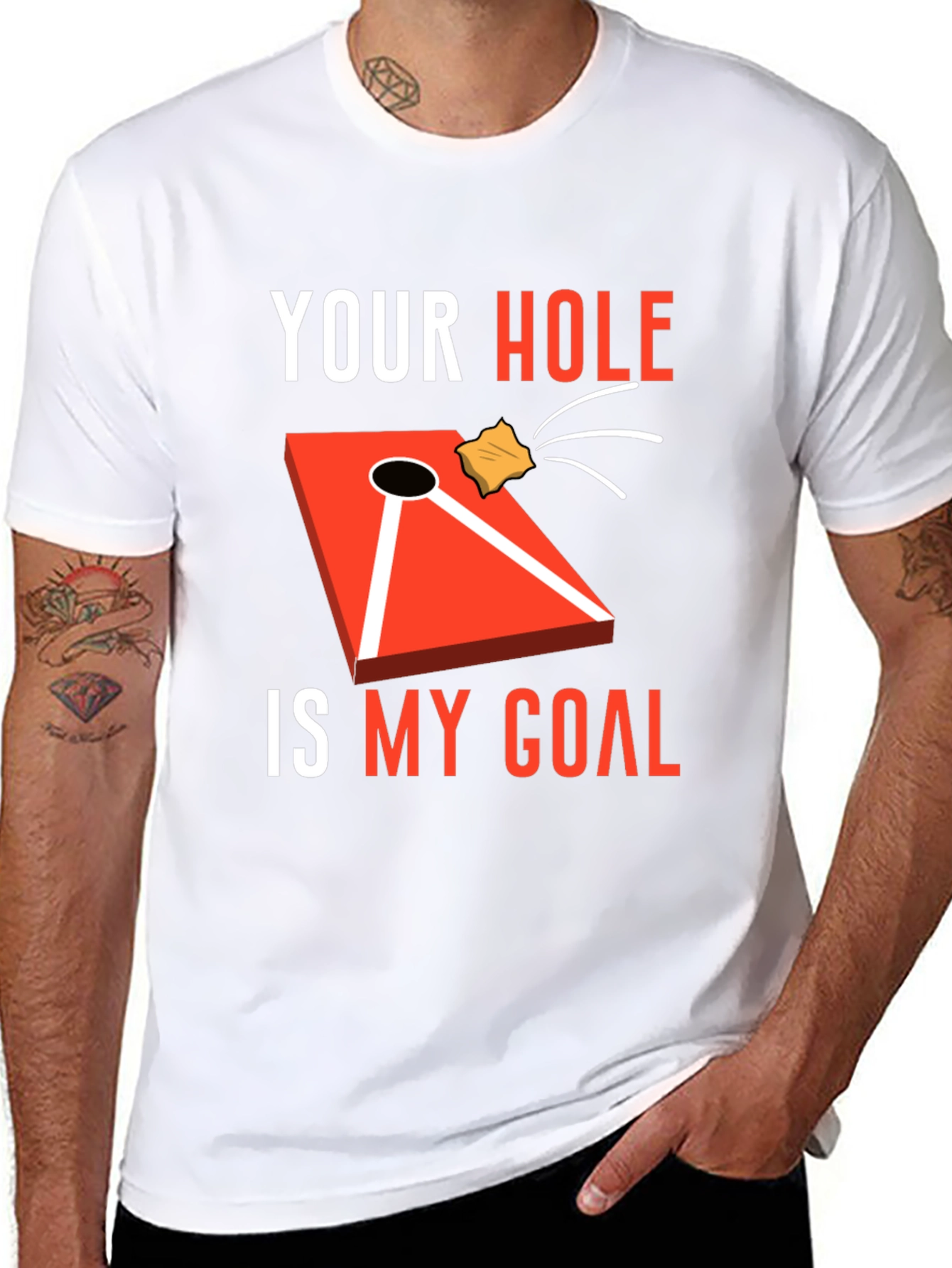 Black Your Hole Is My Goal Cornhole T-Shirt view 8