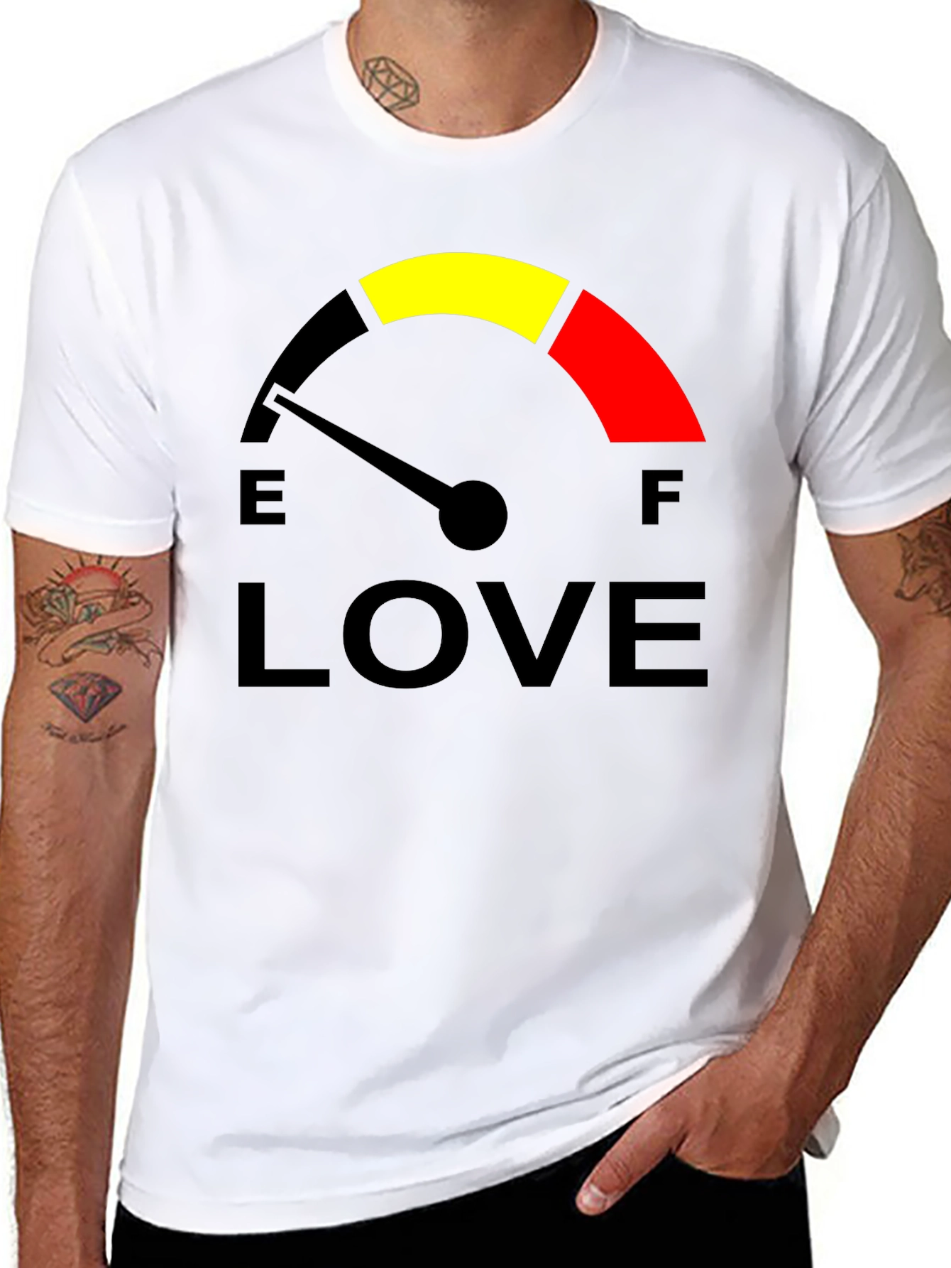 Black Love Meter T-Shirt - Full of Love Graphic Tee view 8