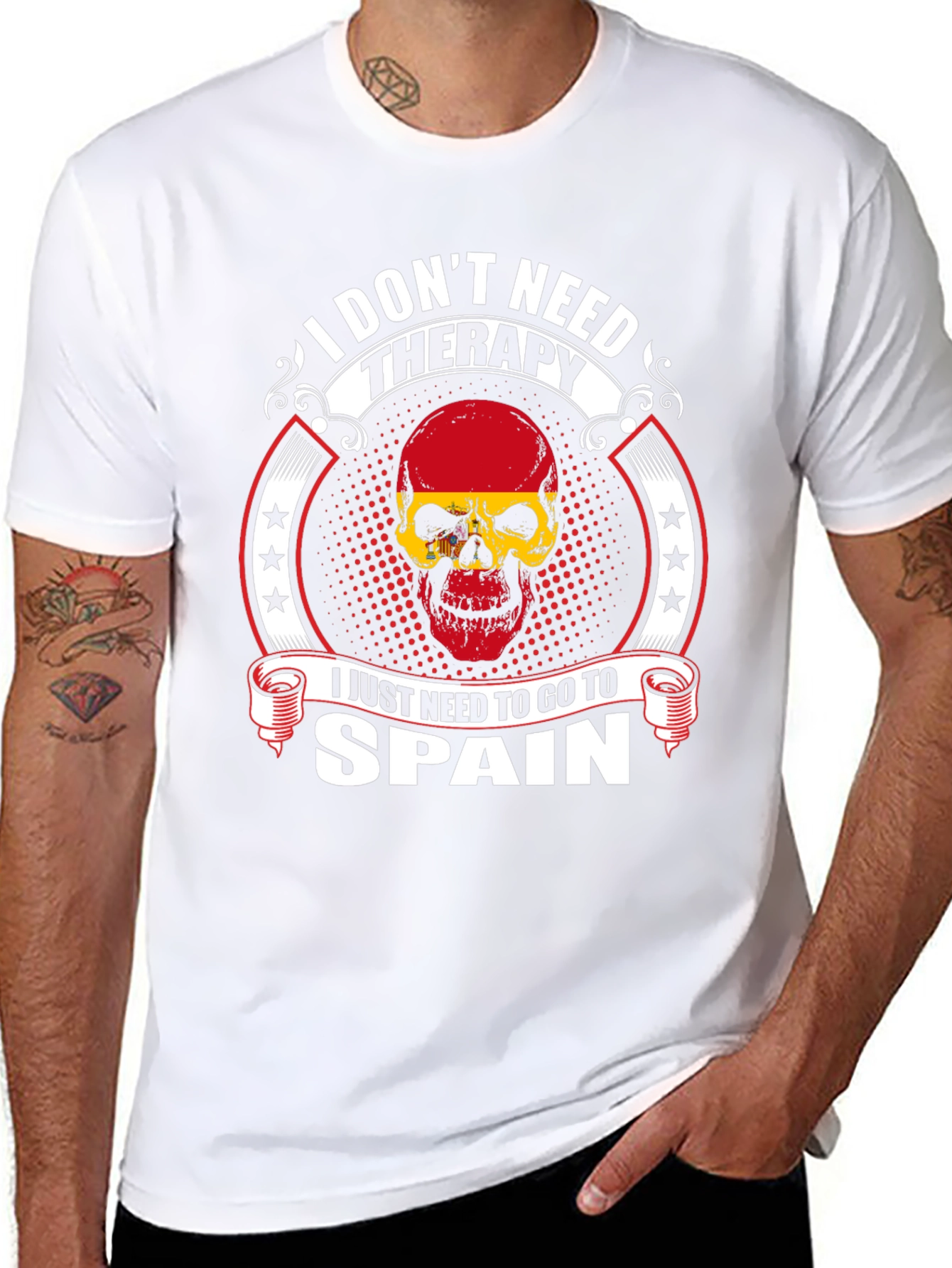 Spain Therapy Skull Graphic T-Shirt - 8
