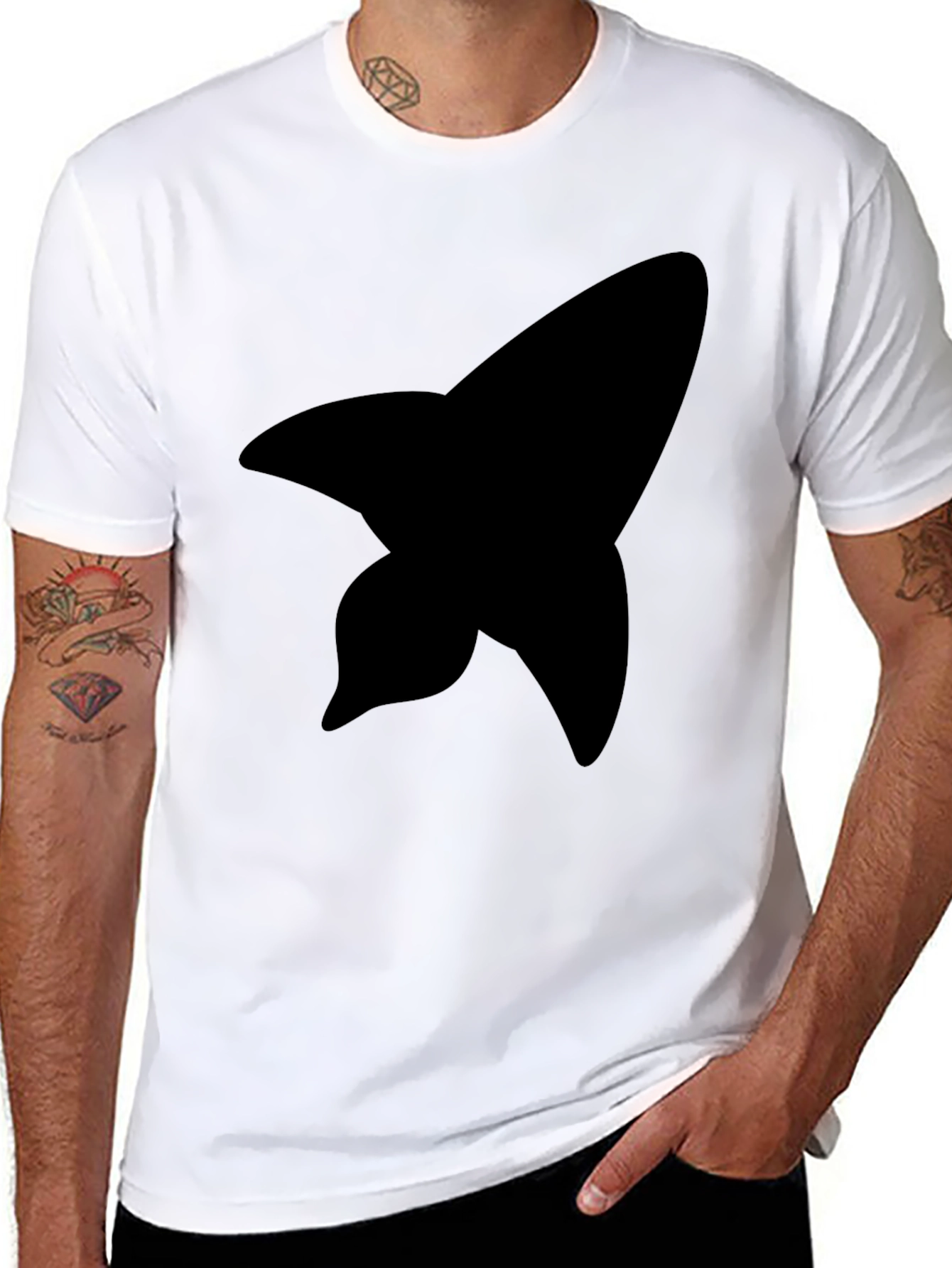 Black Men's Black Rocket Graphic Tee - Casual Short Sleeve Shirt view 8
