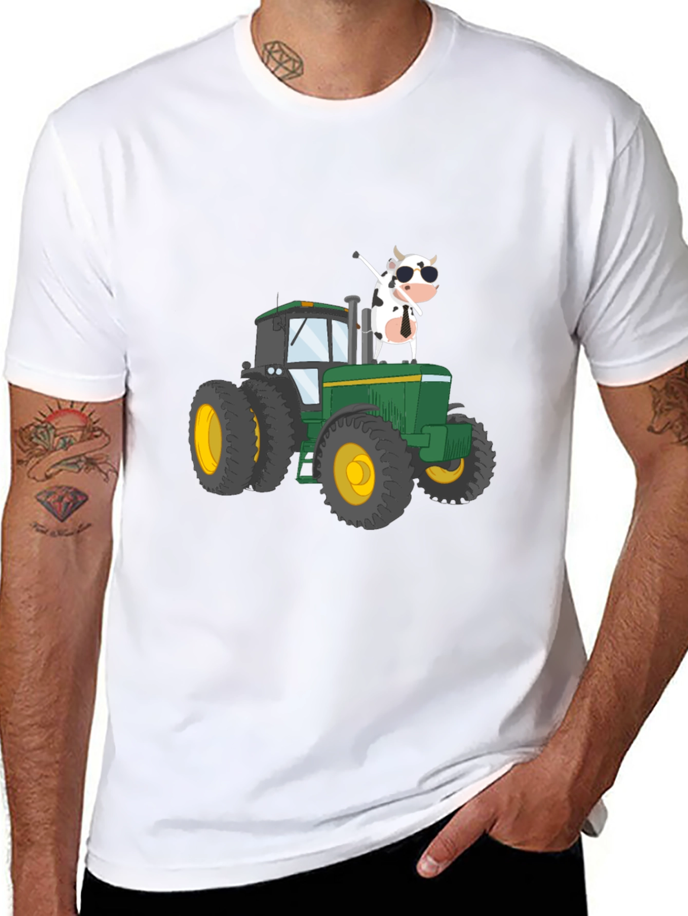 Black Cow on Tractor Graphic Tee - Black view 8