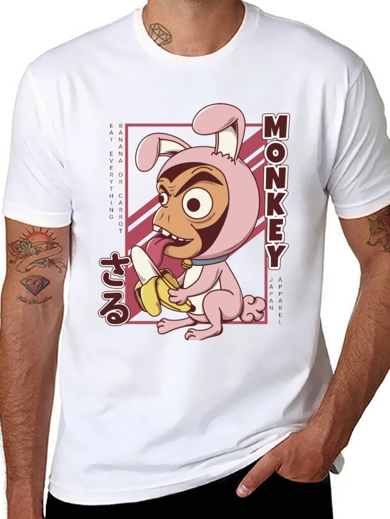 Black Monkey Banana T-Shirt Funny Cartoon Tee view 8