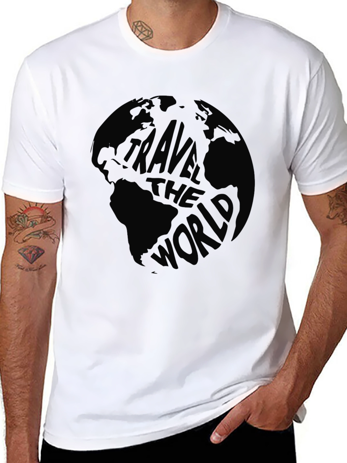 Black Travel the World Black Graphic Tee view 8