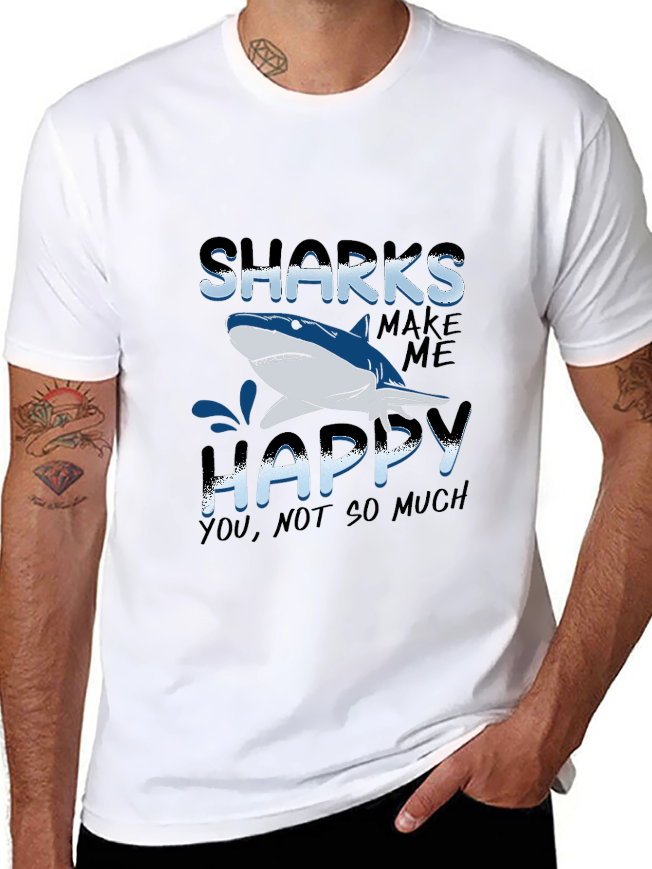 Black Sharks Make Me Happy Graphic T-Shirt view 8