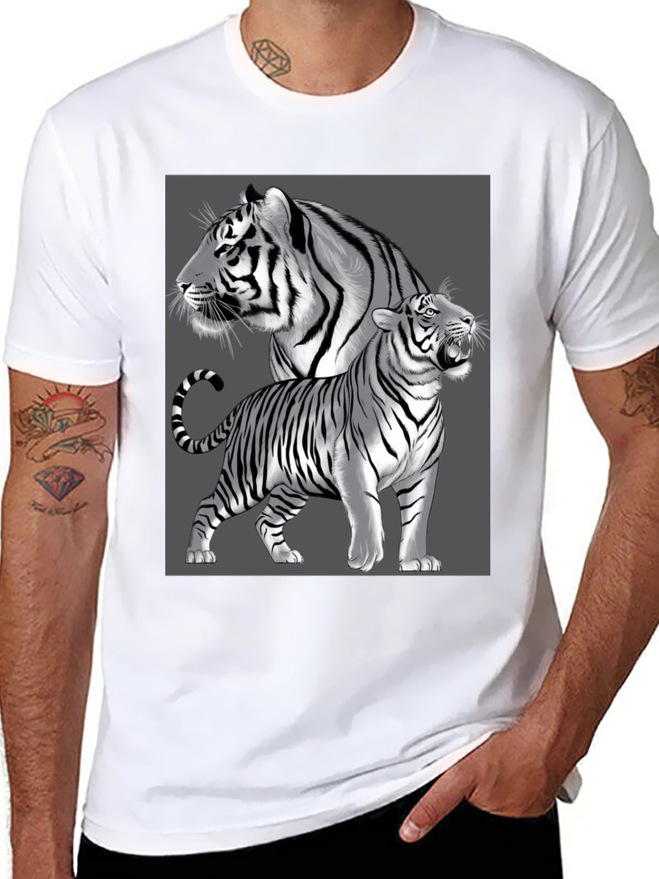 Black Tiger Graphic Tee - Black Crew Neck view 8