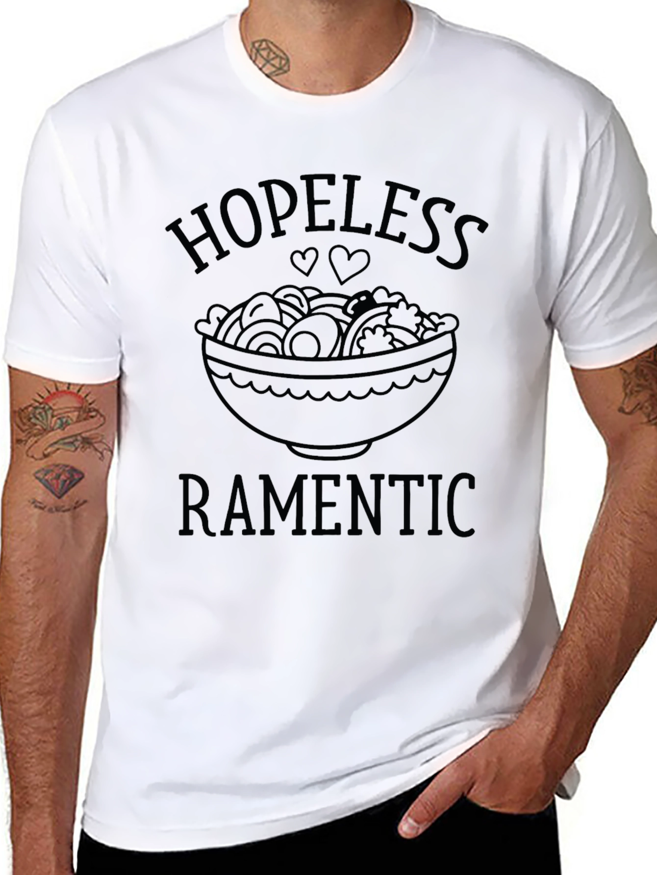 Black Hopeless Ramentic T-Shirt, Funny Noodle Bowl Tee view 8