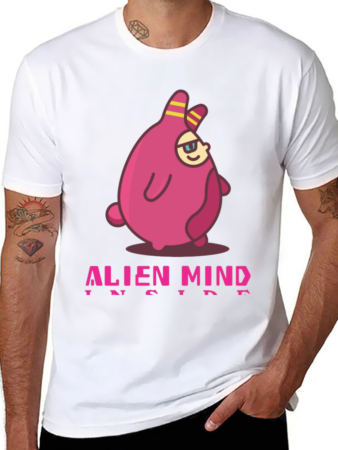 Black Alien Mind Inside Graphic Print Black T-Shirt view 8