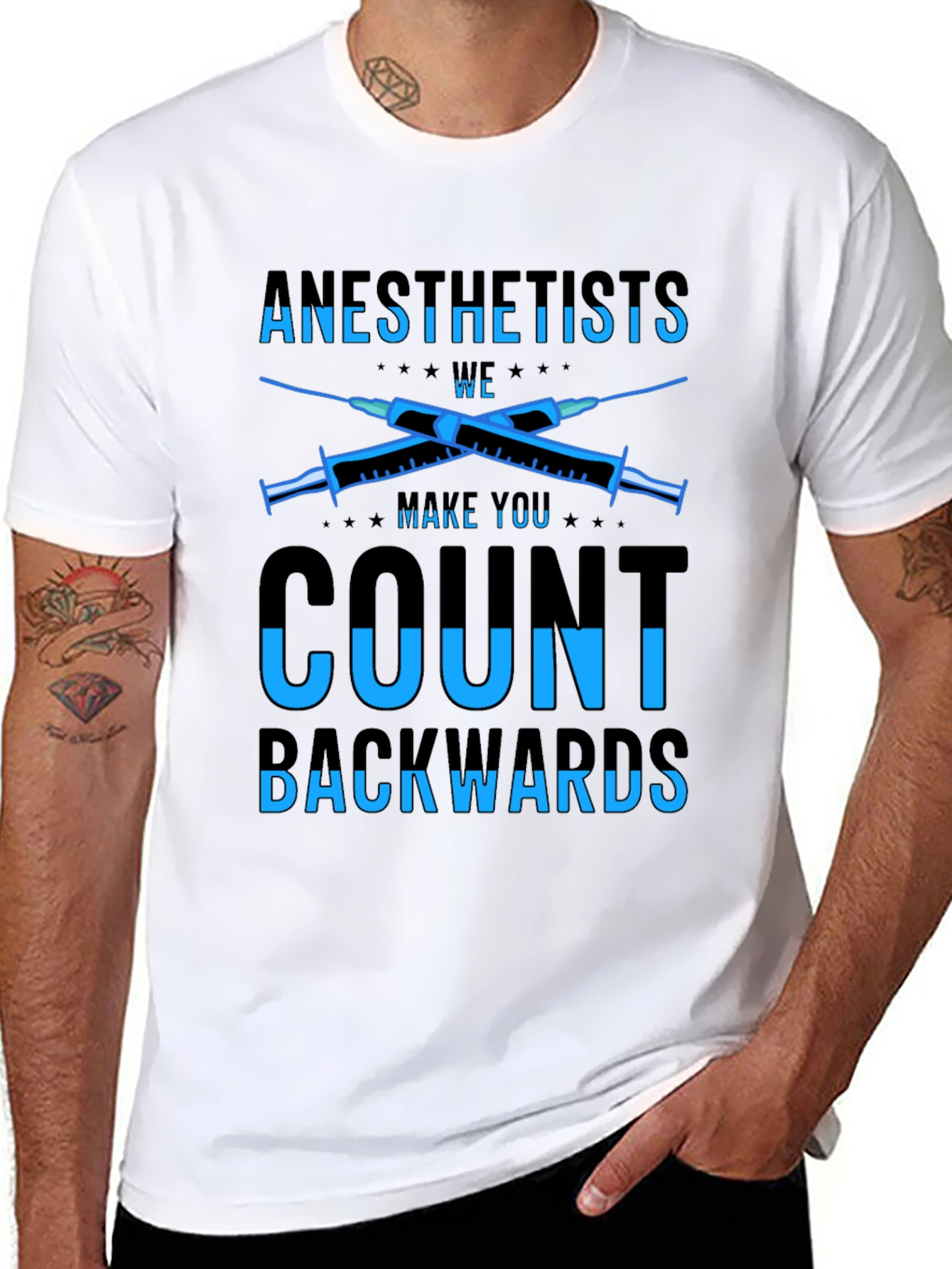 Black Anesthetist Count Backwards T-Shirt - Black view 8