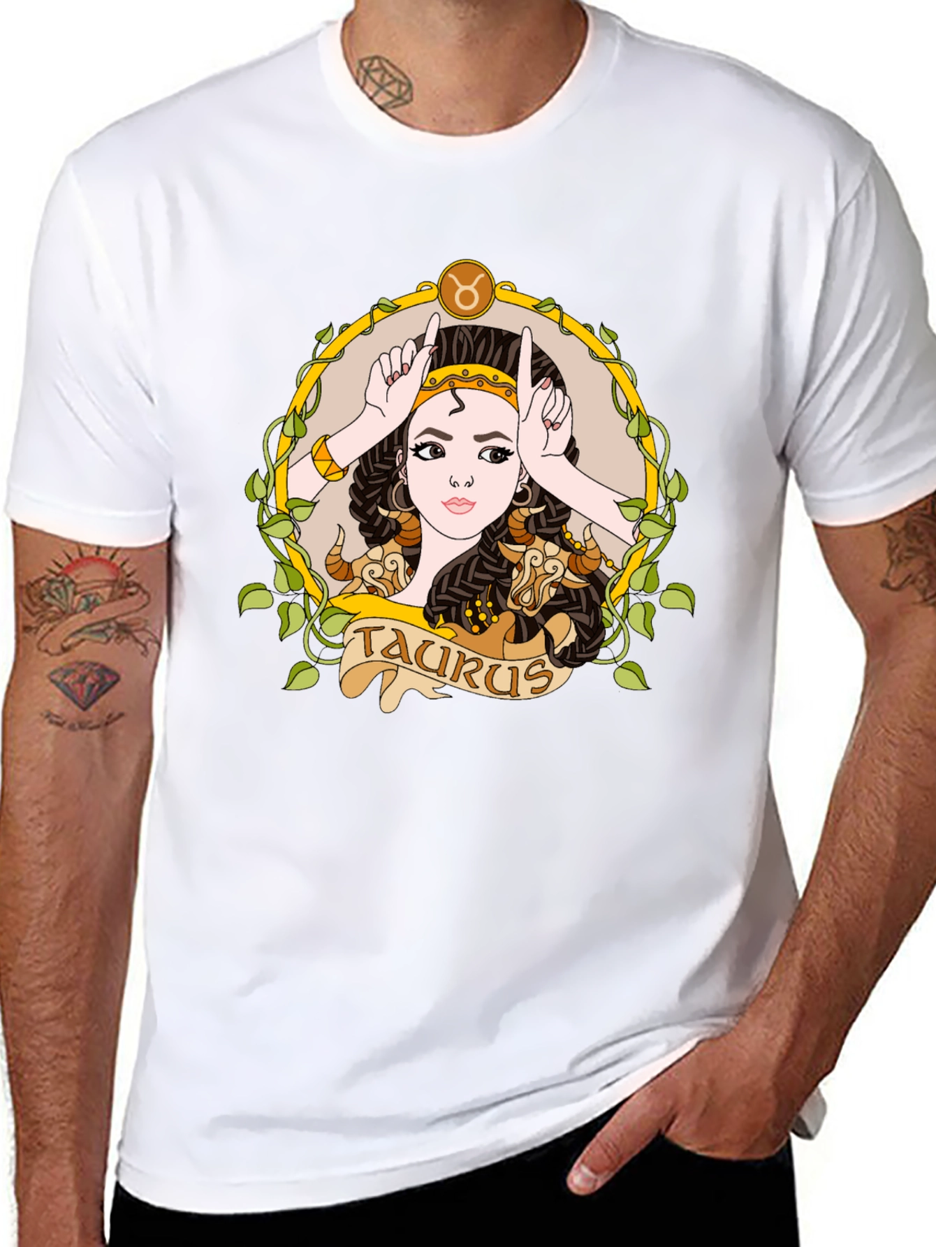 Black Taurus Zodiac Sign Graphic T-Shirt view 8