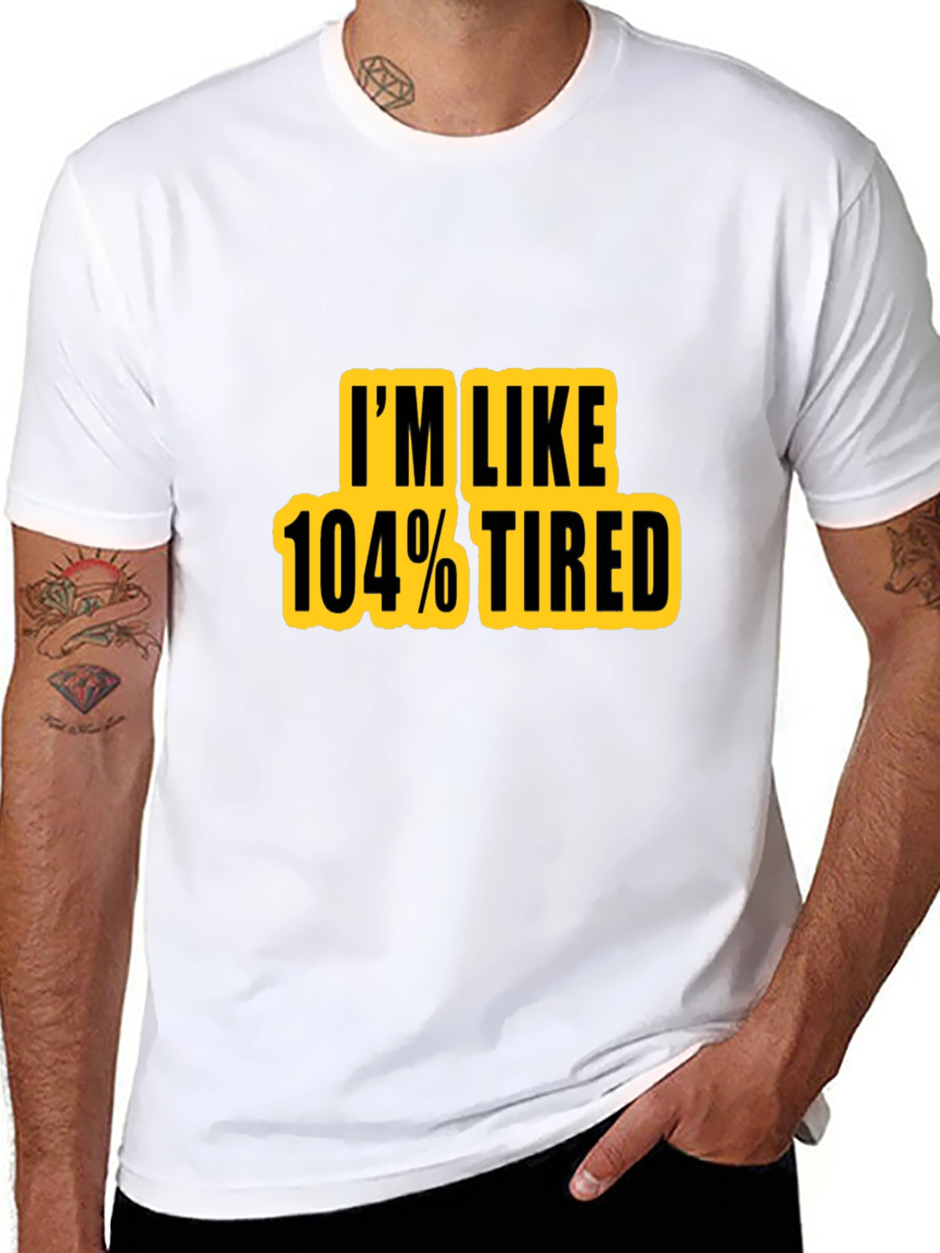 Black I'm Like 104% Tired Graphic T-Shirt view 8