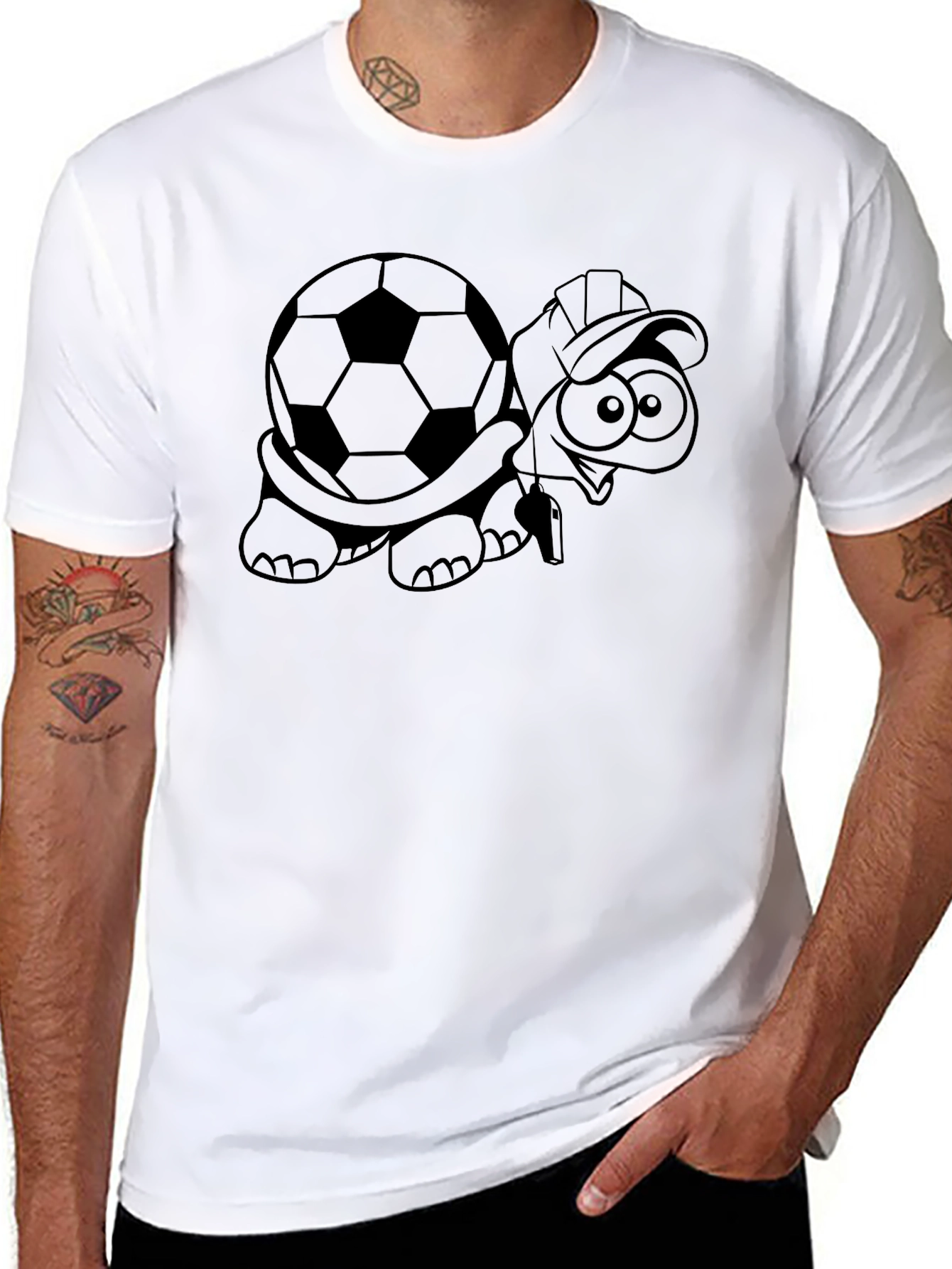 Black Funny Soccer Turtle T-Shirt - Cartoon Sports Tee view 8