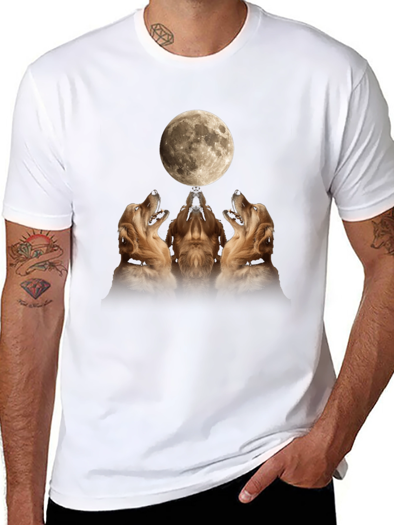 Golden Retriever Moon Howl Graphic T-Shirt - 8