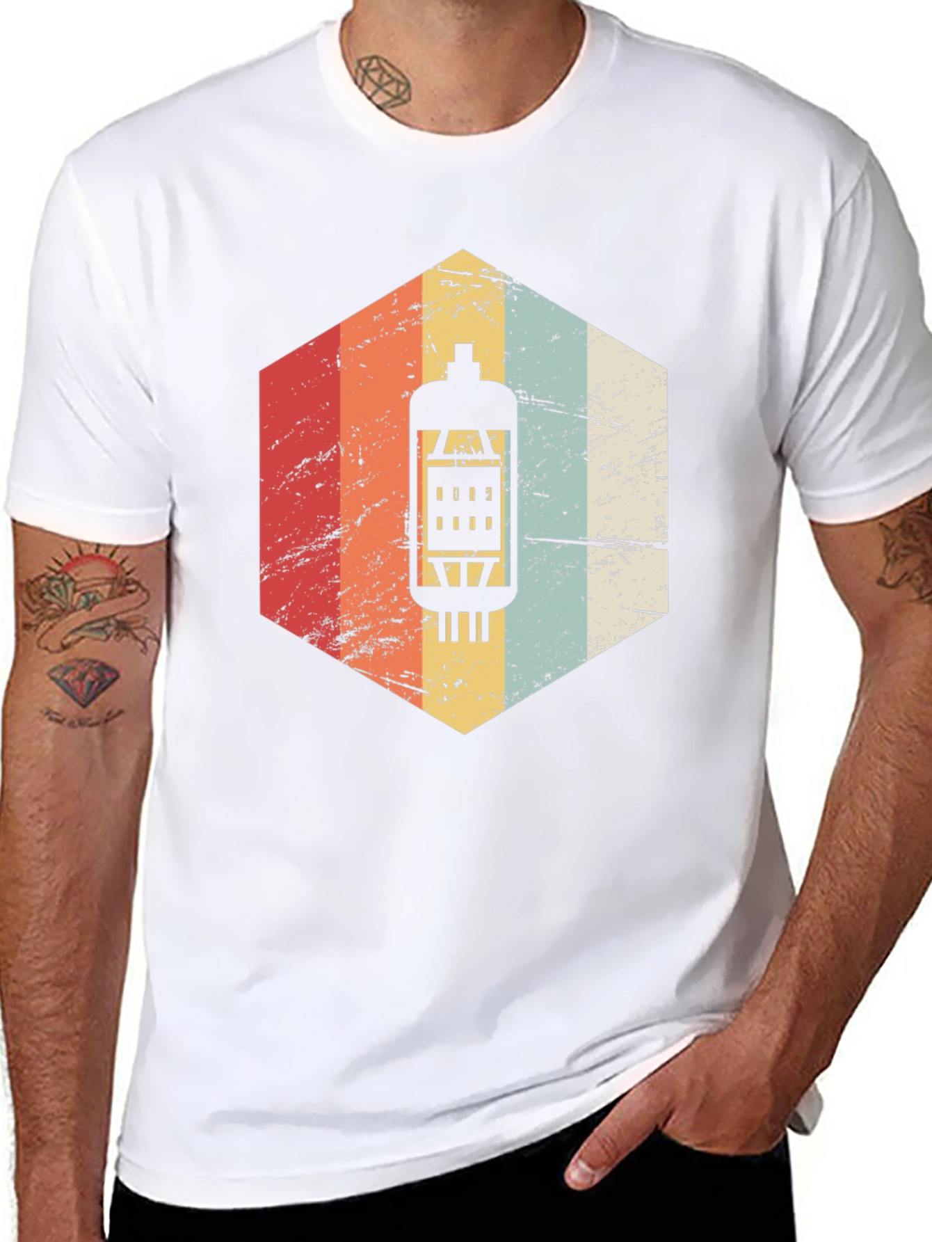 Black Vintage Retro Tube Amp T-Shirt - Musician Gift view 8