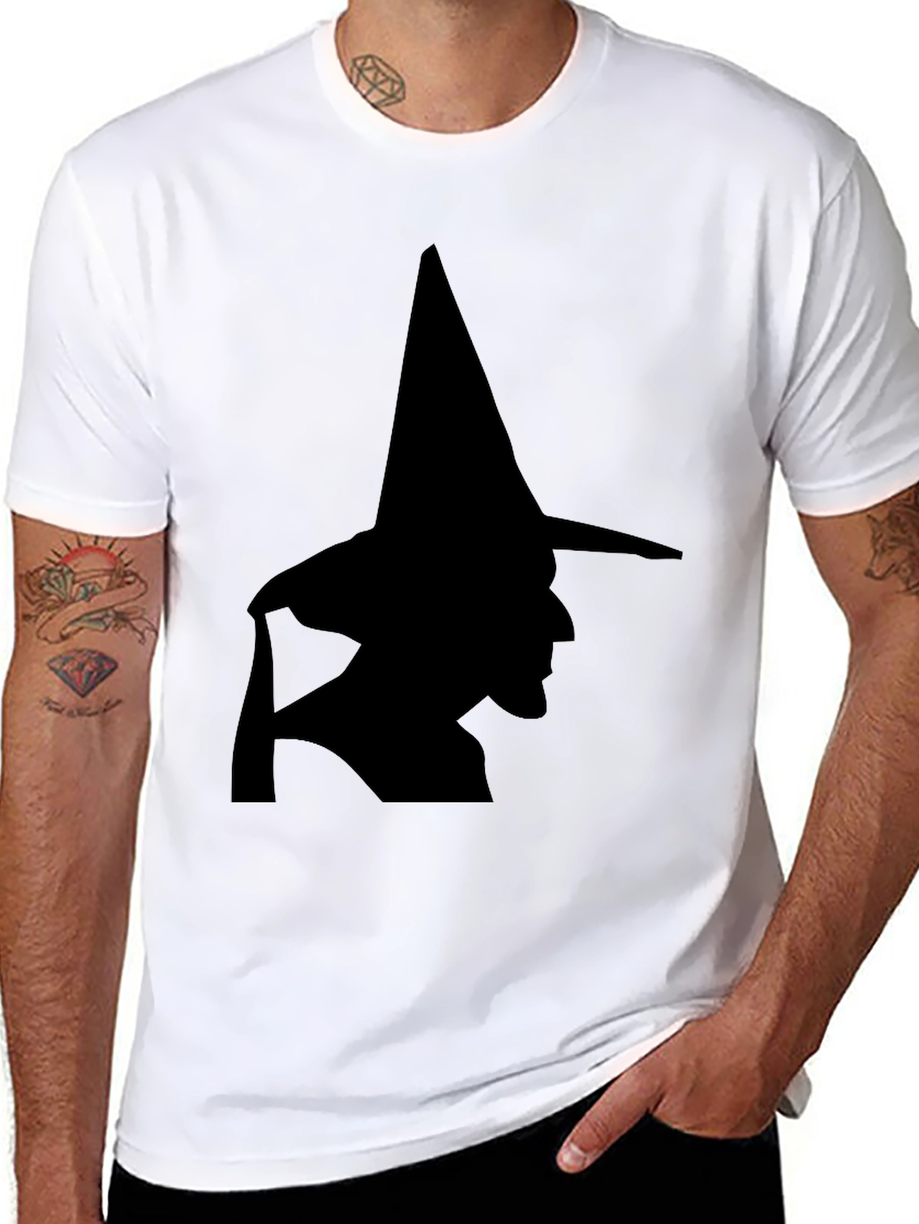 Black Witch Silhouette Black T-Shirt - Halloween Style view 8