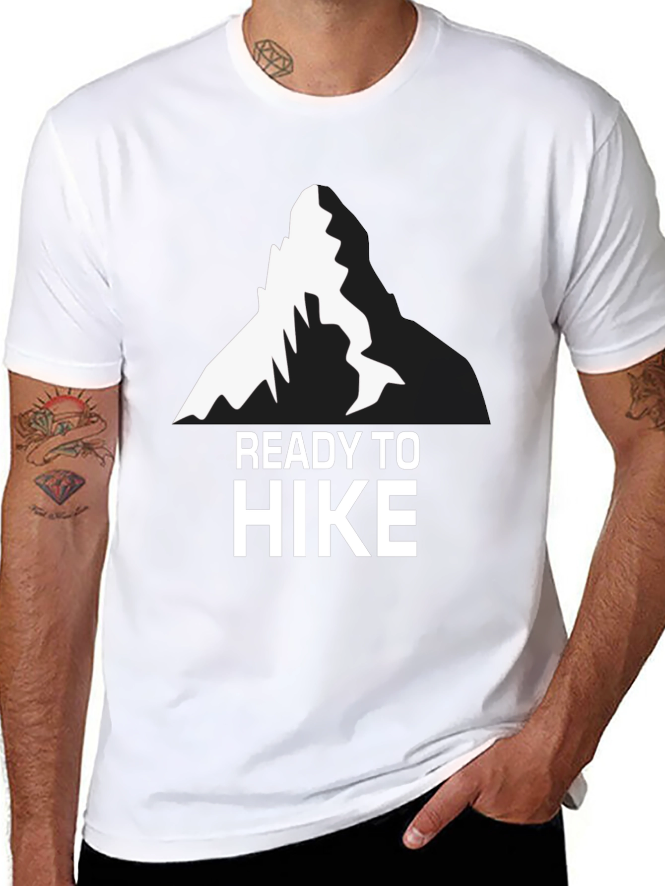 Black Ready To Hike T-Shirt - Mountain Design view 8