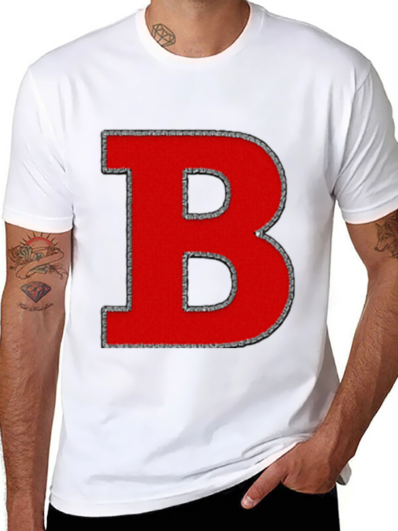 Black Bold Red Letter "B" Graphic Tee - Casual Style view 8