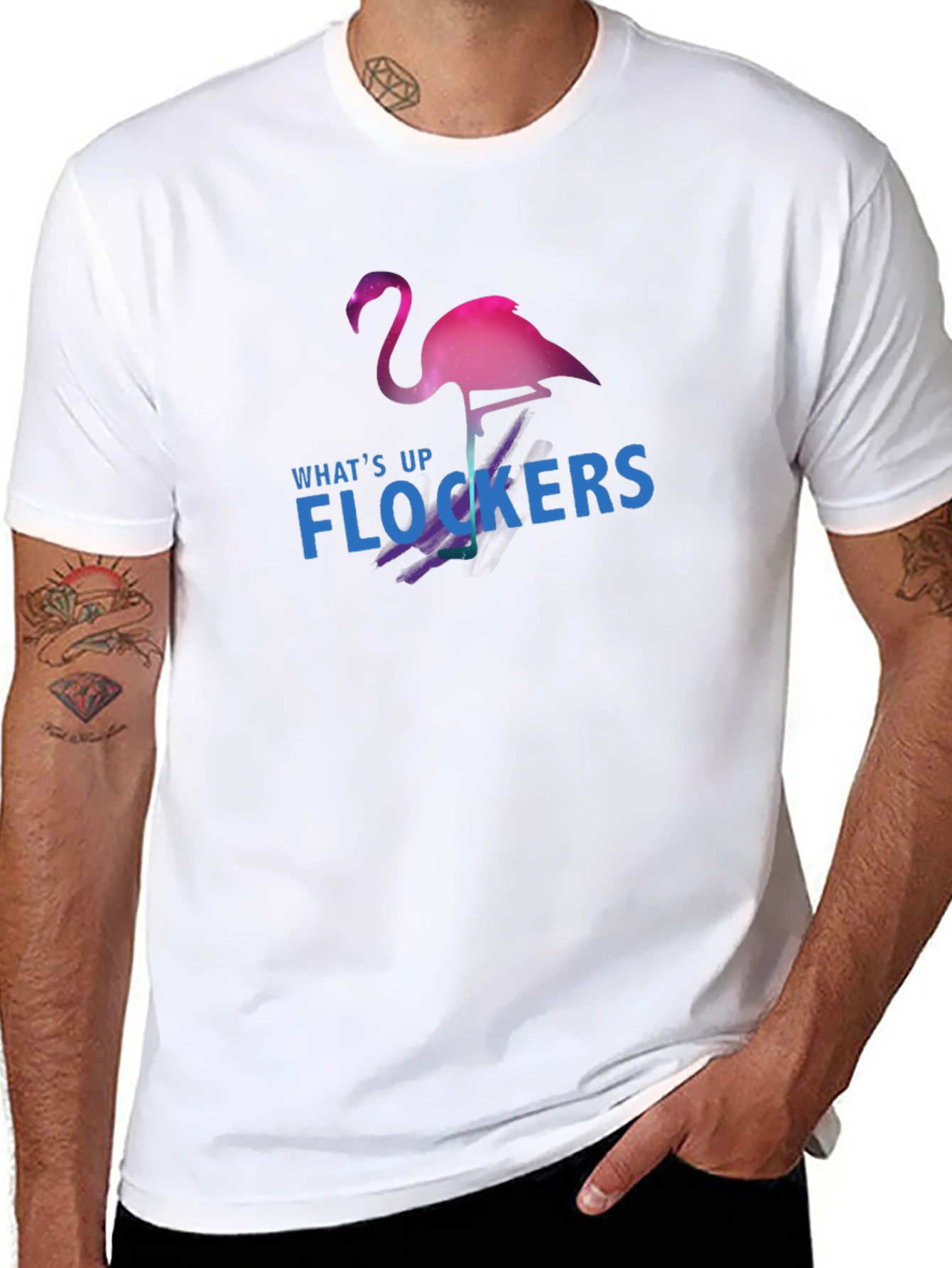Black What's Up Flockers T-Shirt - Flamingo Graphic Tee view 8