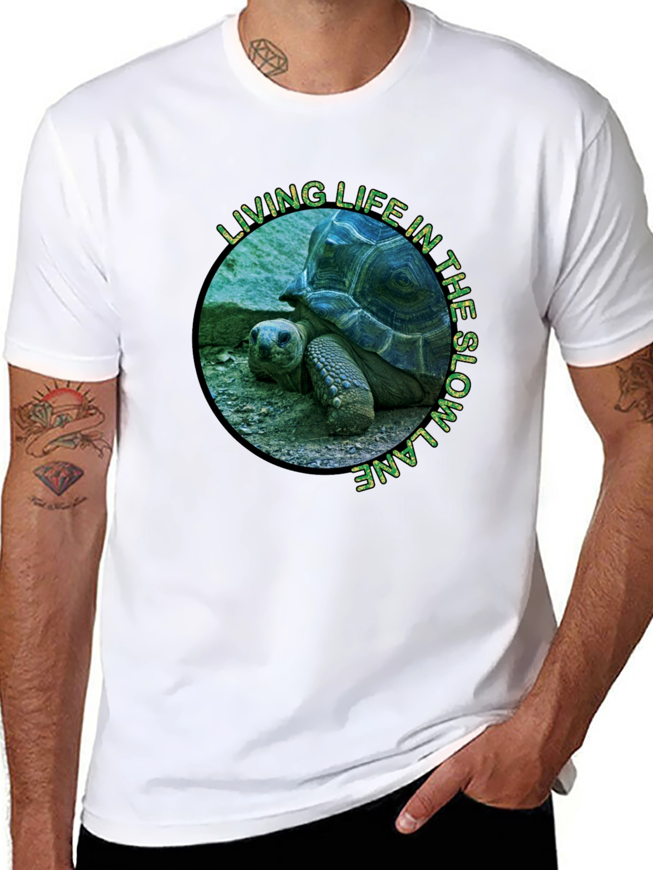 Black Slow Lane Turtle Graphic T-Shirt view 8