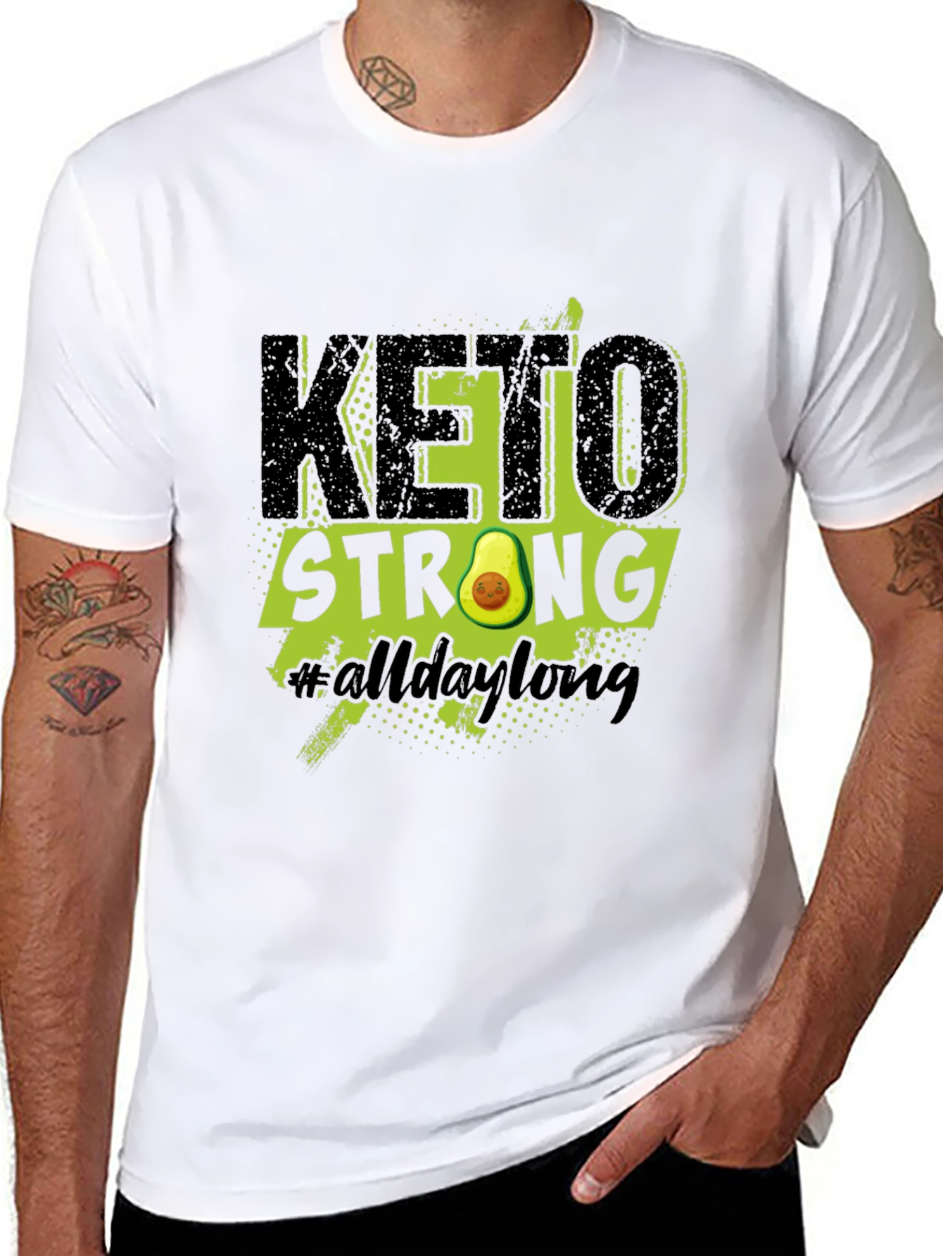 Black Keto Strong Avocado Graphic T-Shirt view 8