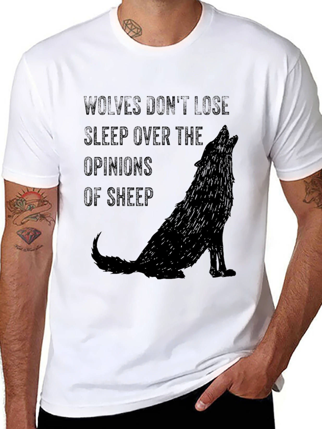 Black Wolves Don't Lose Sleep Graphic Tee view 8