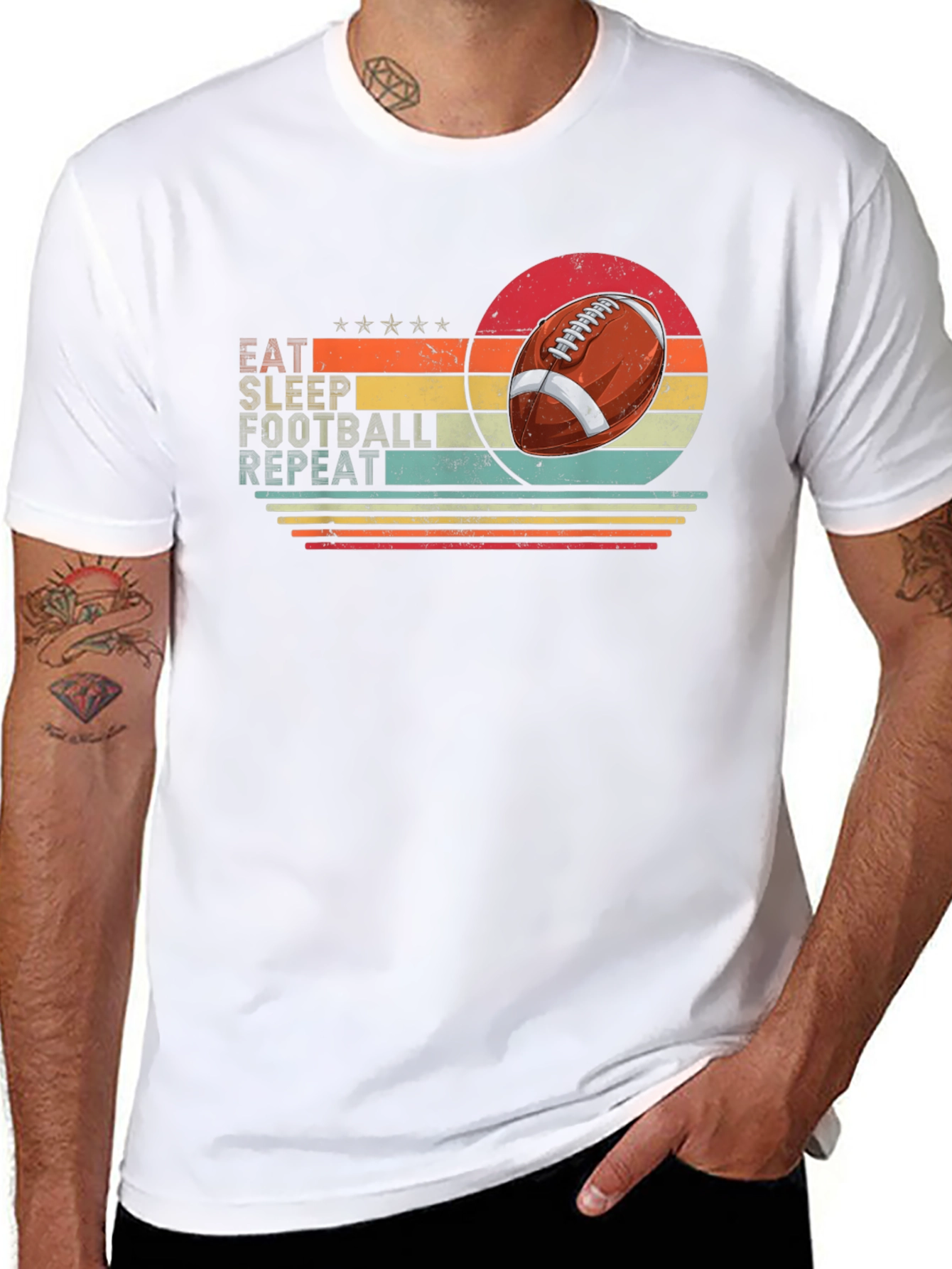 Black Eat Sleep Football Repeat Black T-Shirt view 8