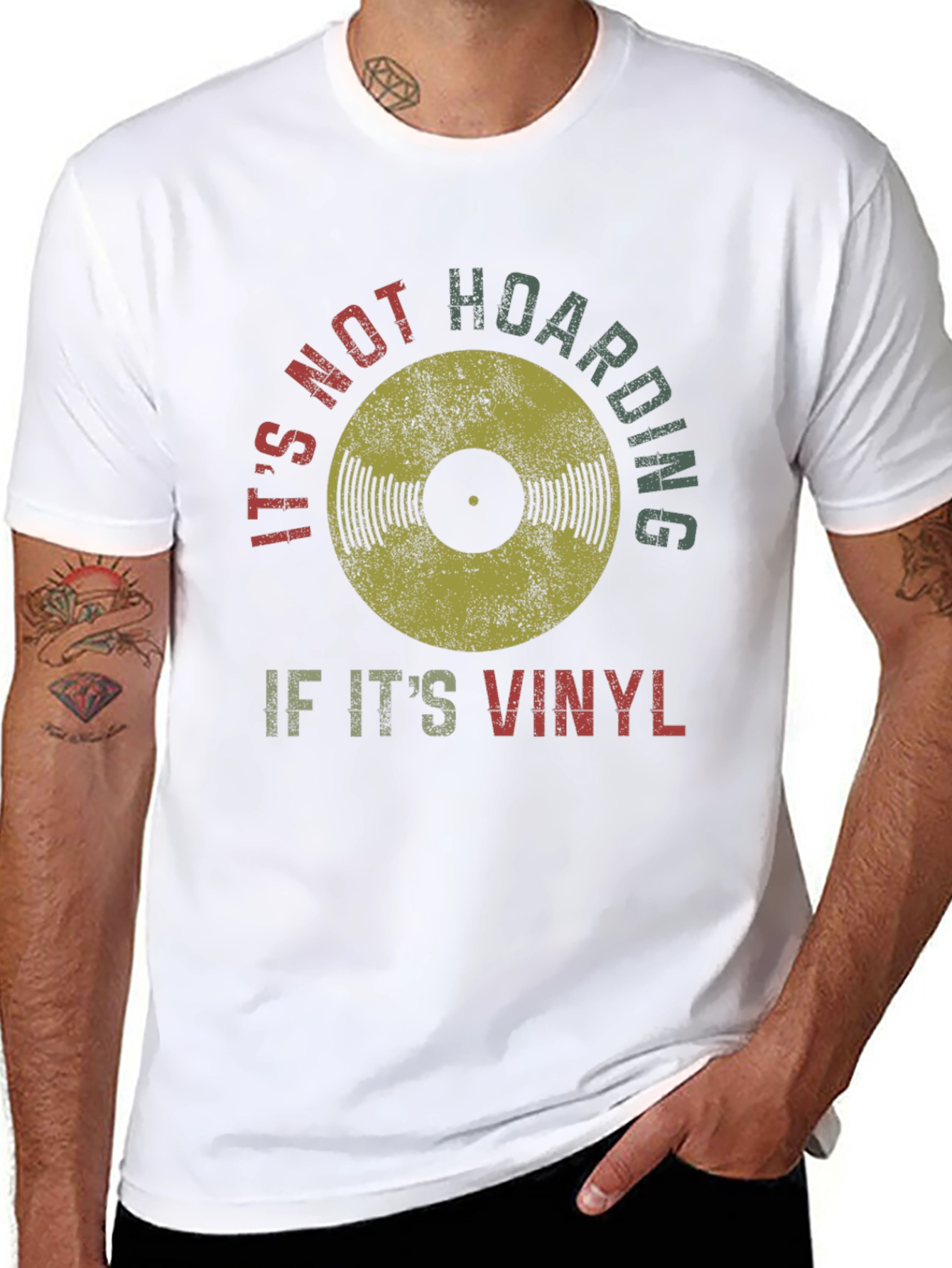 Black It's Not Hoarding if It's Vinyl T-Shirt view 8