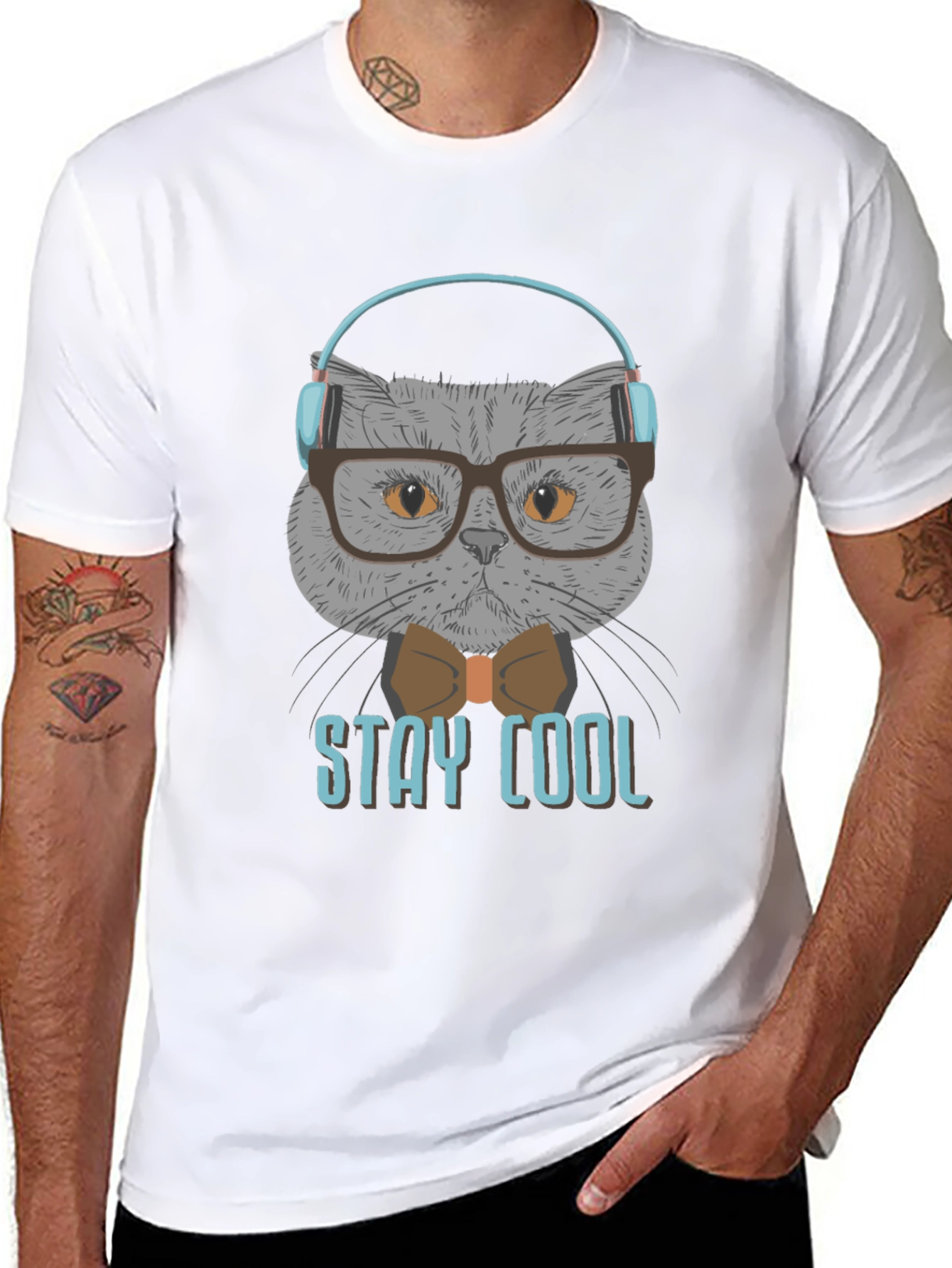 Black Stay Cool Cat T-Shirt - Trendy Graphic Tee view 8