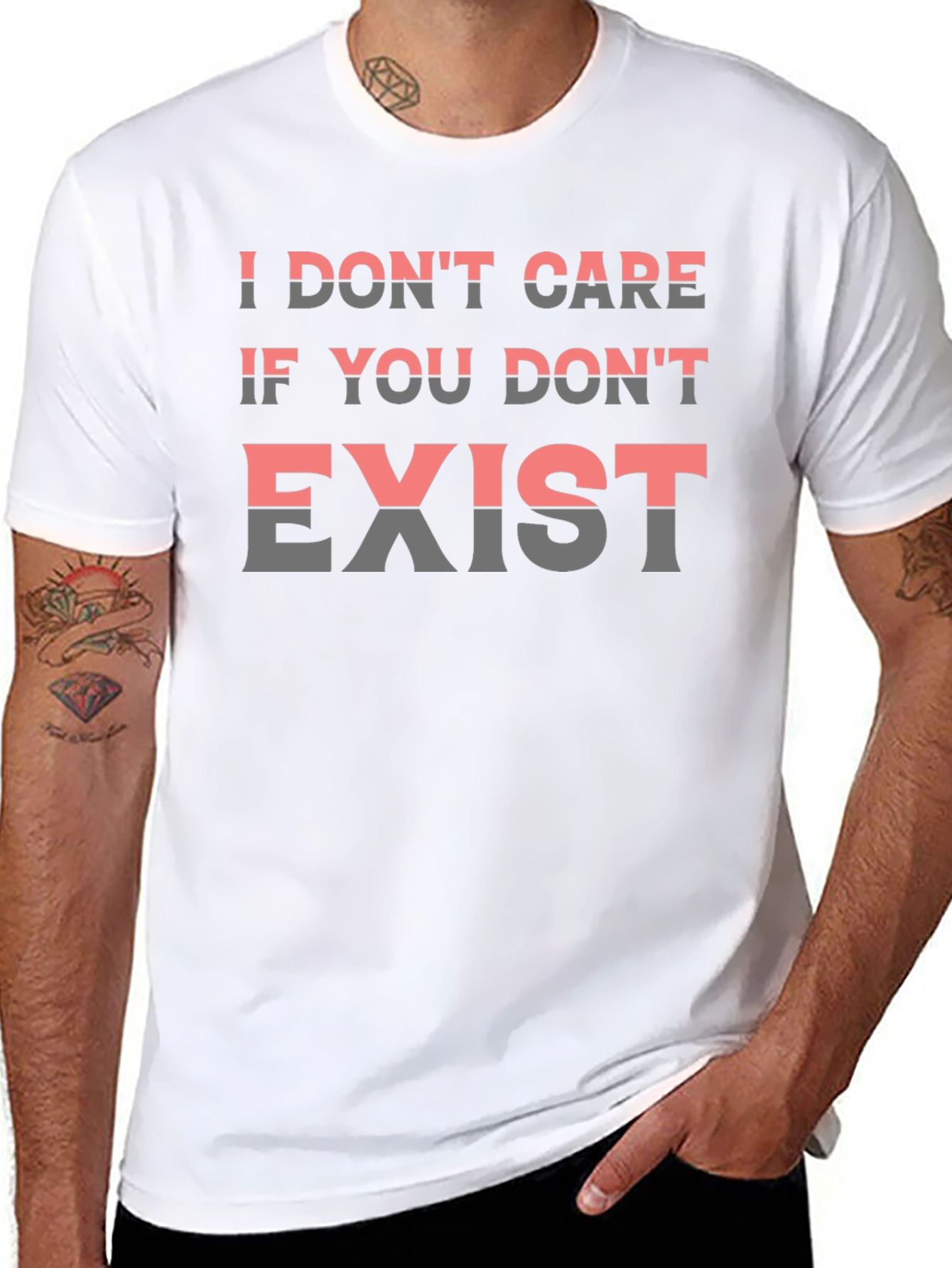 Black I Don't Care If You Don't Exist Graphic Tee view 8