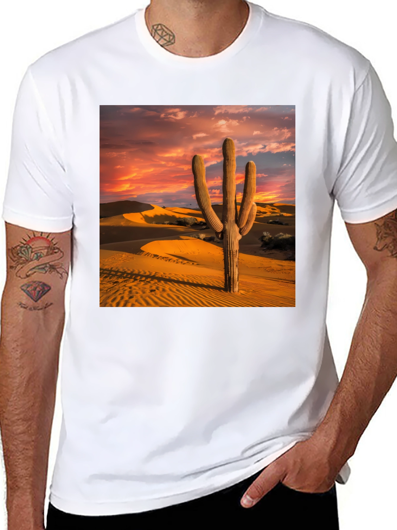 Black Cactus Sunset Tee - Desert Vibes view 8
