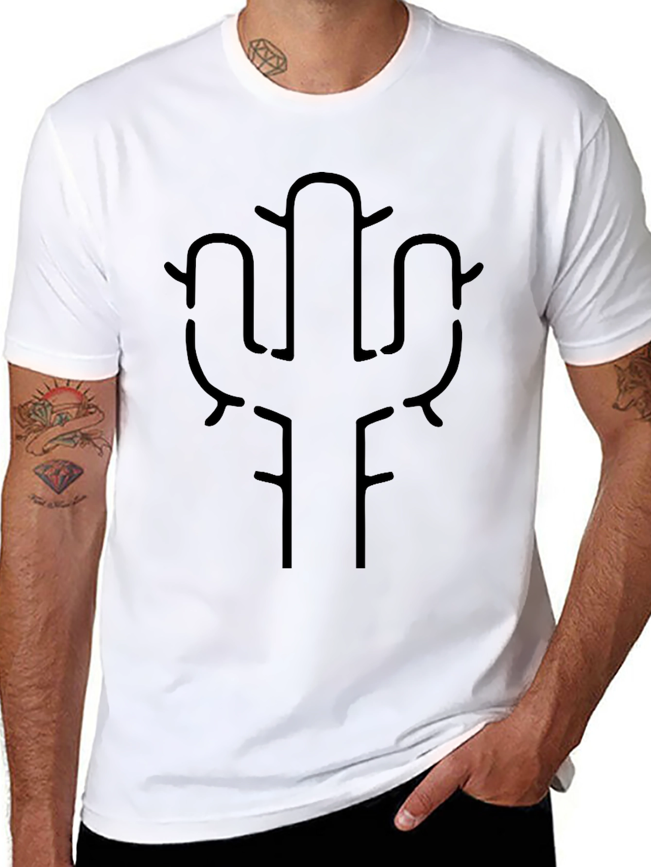 Black Cactus Graphic Tee - Minimalist Desert Style view 8