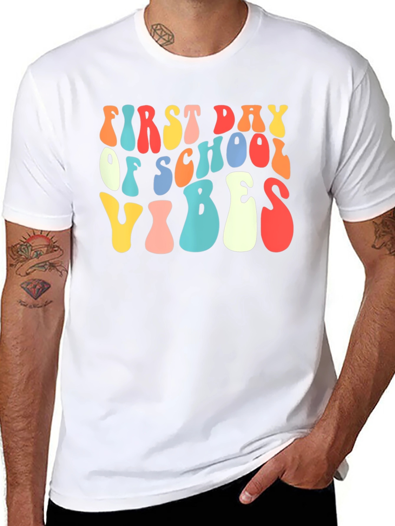Black First Day of School Vibes Retro Tee view 8