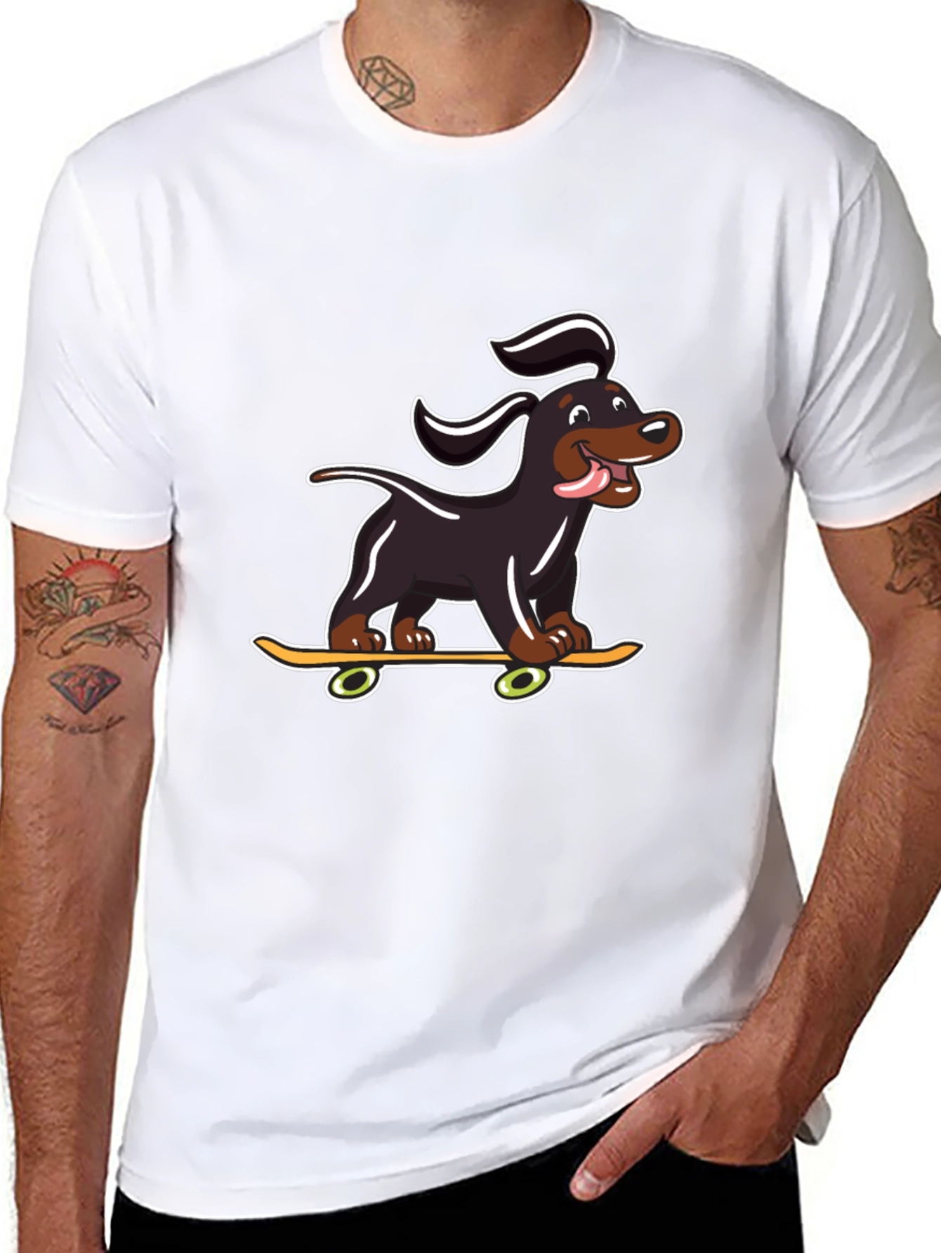 Black Skateboarding Dog Graphic T-Shirt view 8